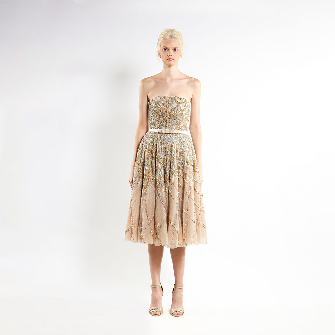 Crystal Cascade' Midi Dress