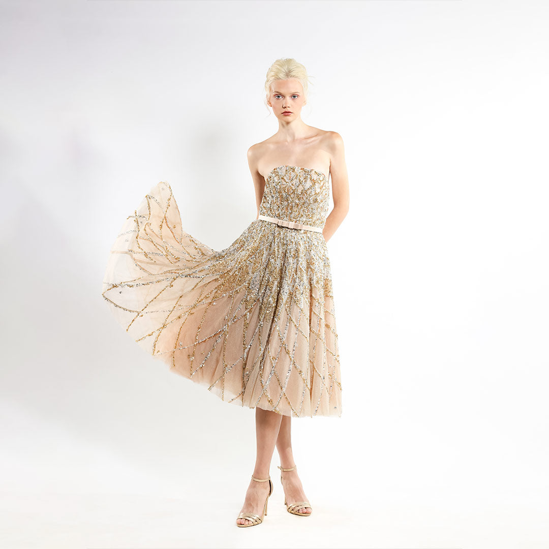 Crystal Cascade' Midi Dress