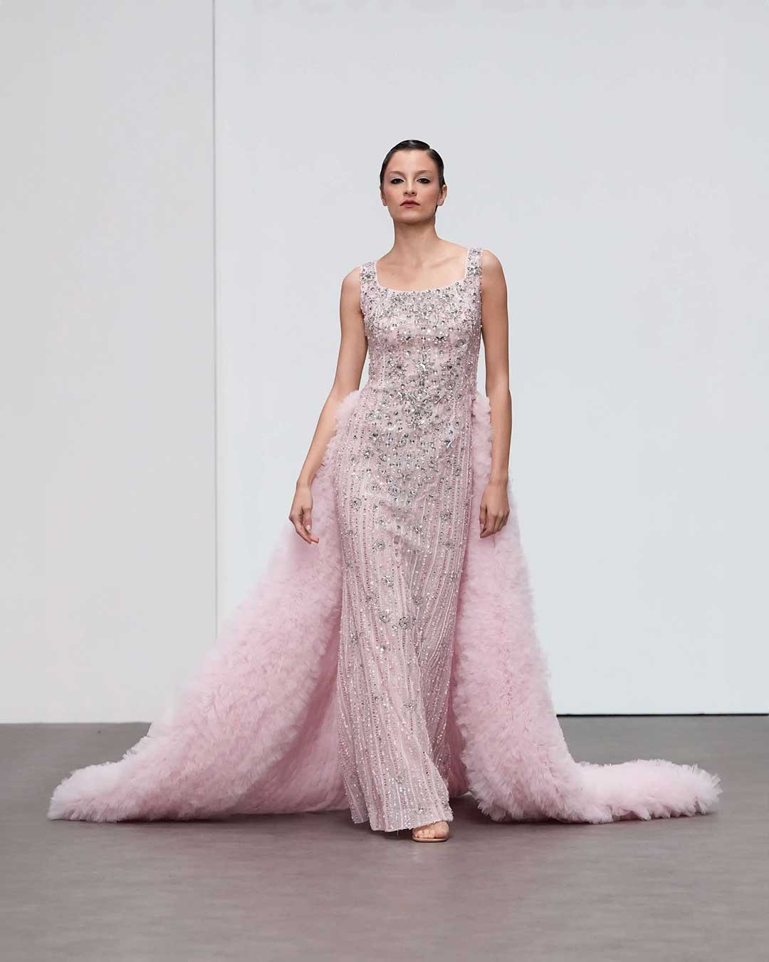 Captivating Blush Pink Haute Couture Gown with Dramatic Train – Designers &  Us