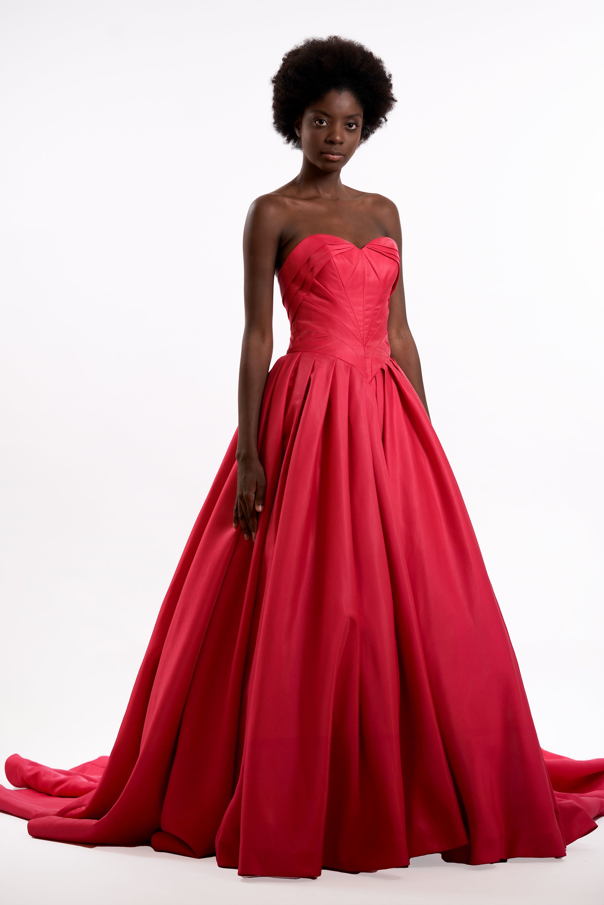 Rihanna Strapless Sweetheart Neckline Gown with Pleated Waistline – Designers & Us Rihanna Strapless Sweetheart Neckline Gown with Pleated Waistline – Designers & Us