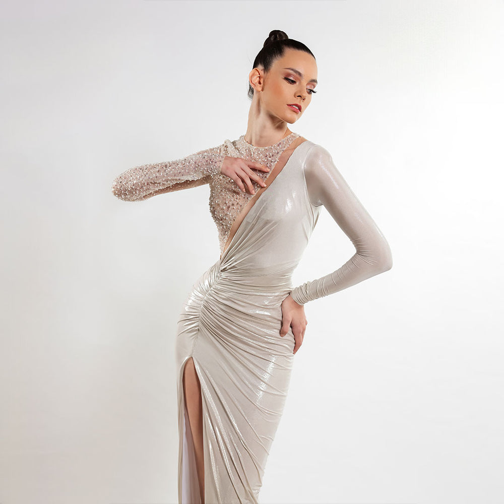 Radiant Chrome Elegance Dress