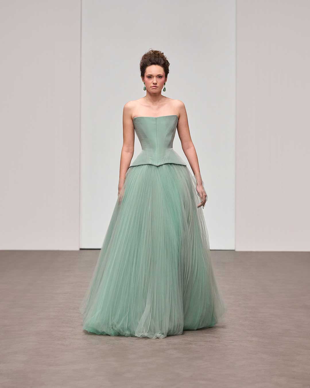 Celadon Grace Dress – Victorian Bustier in Silk Taffeta – Designers & Us