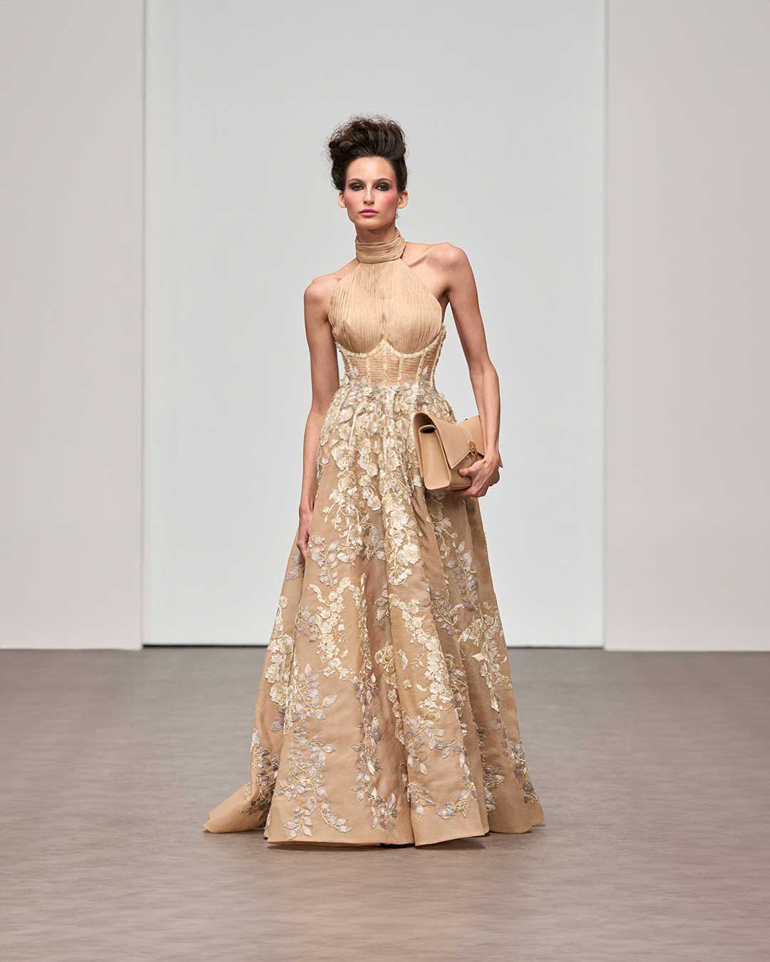 Elegant Floral Embroidered Gown - Chic and Regal  Designers & Us