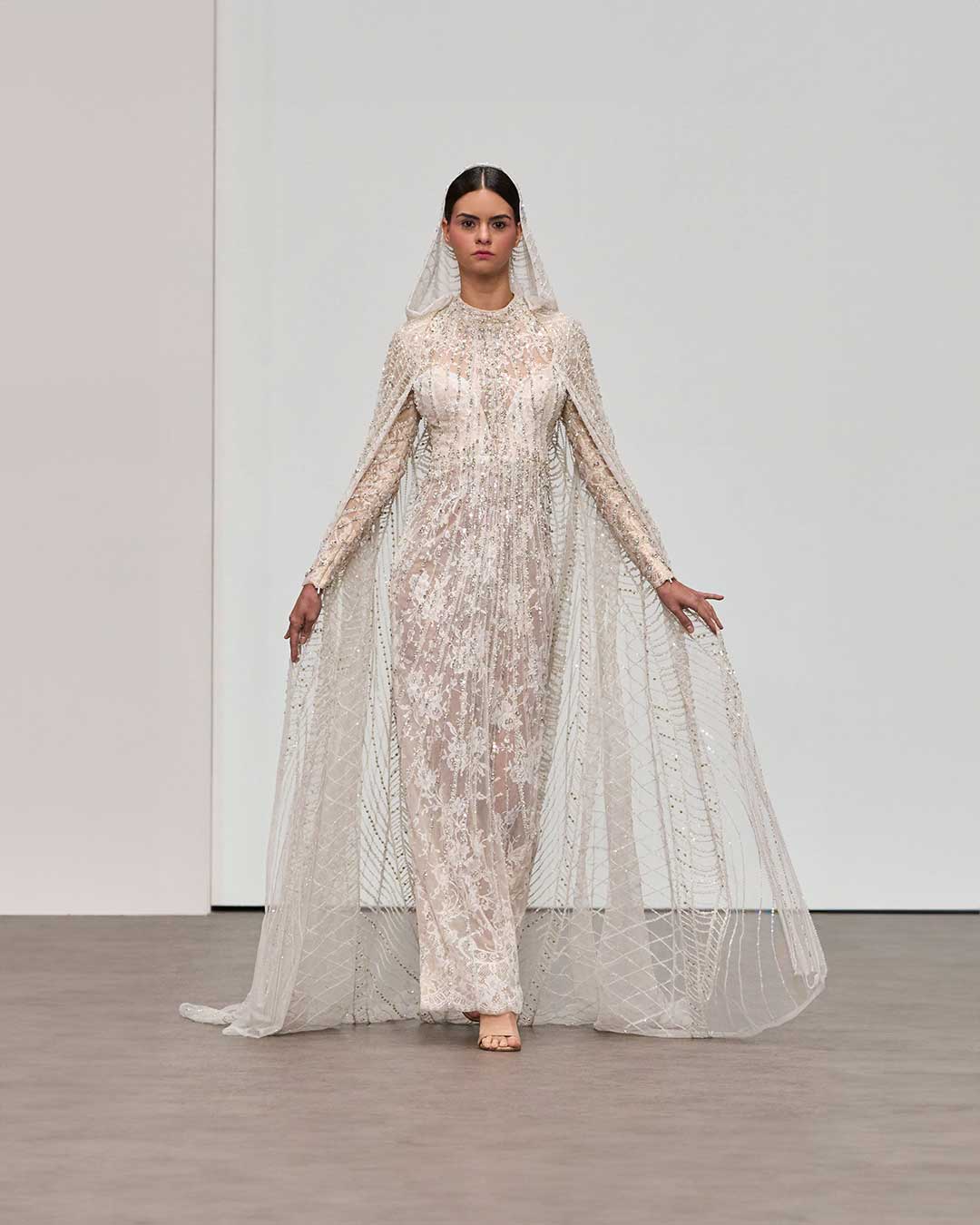 Luxurious Lace Cape Gown – Elegance & Sophistication for Special Occasions  – Designers & Us
