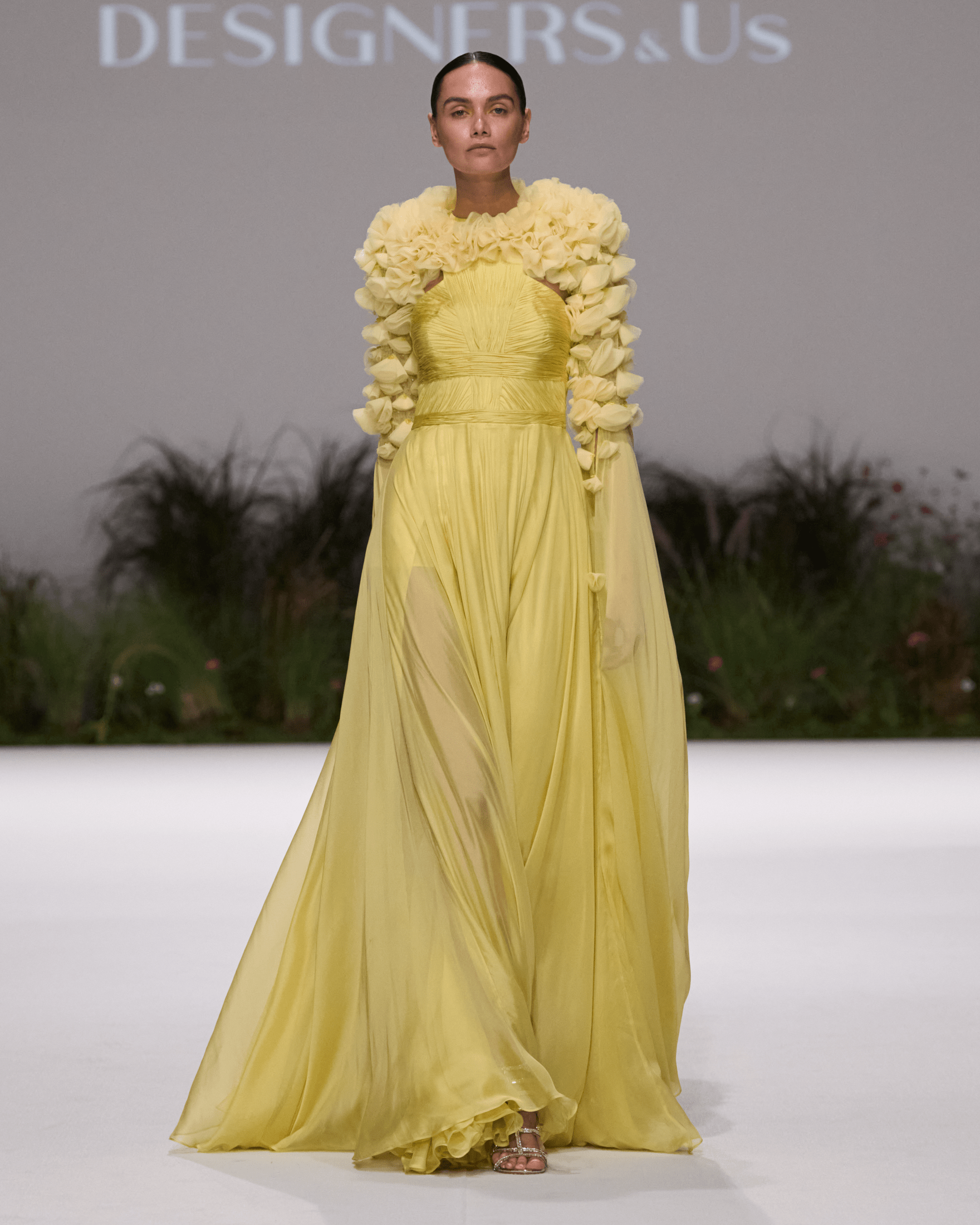chinese dress ladies Long silk chiffon Dress by Fouad Khoury