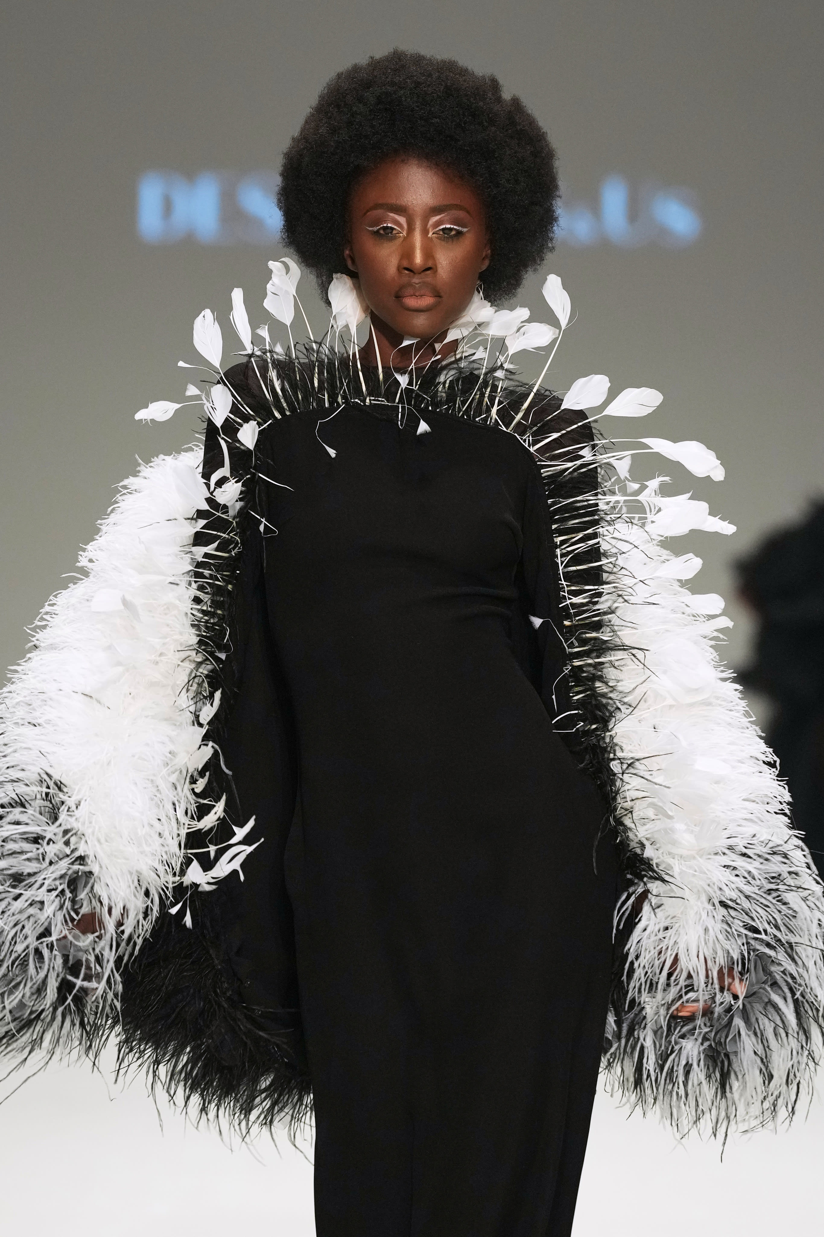 Swan's Feathered Noir Dress