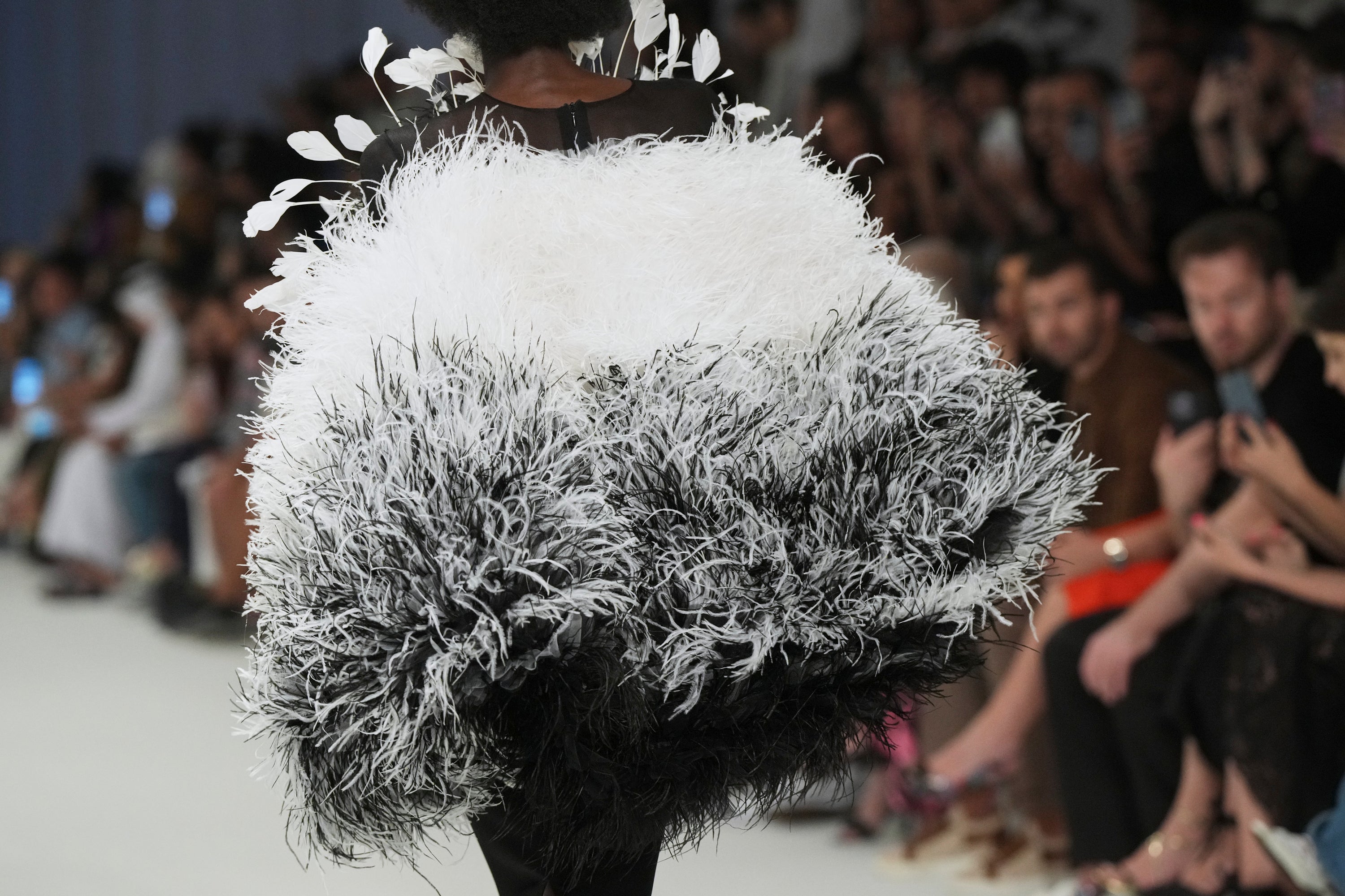 Swan's Feathered Noir Dress