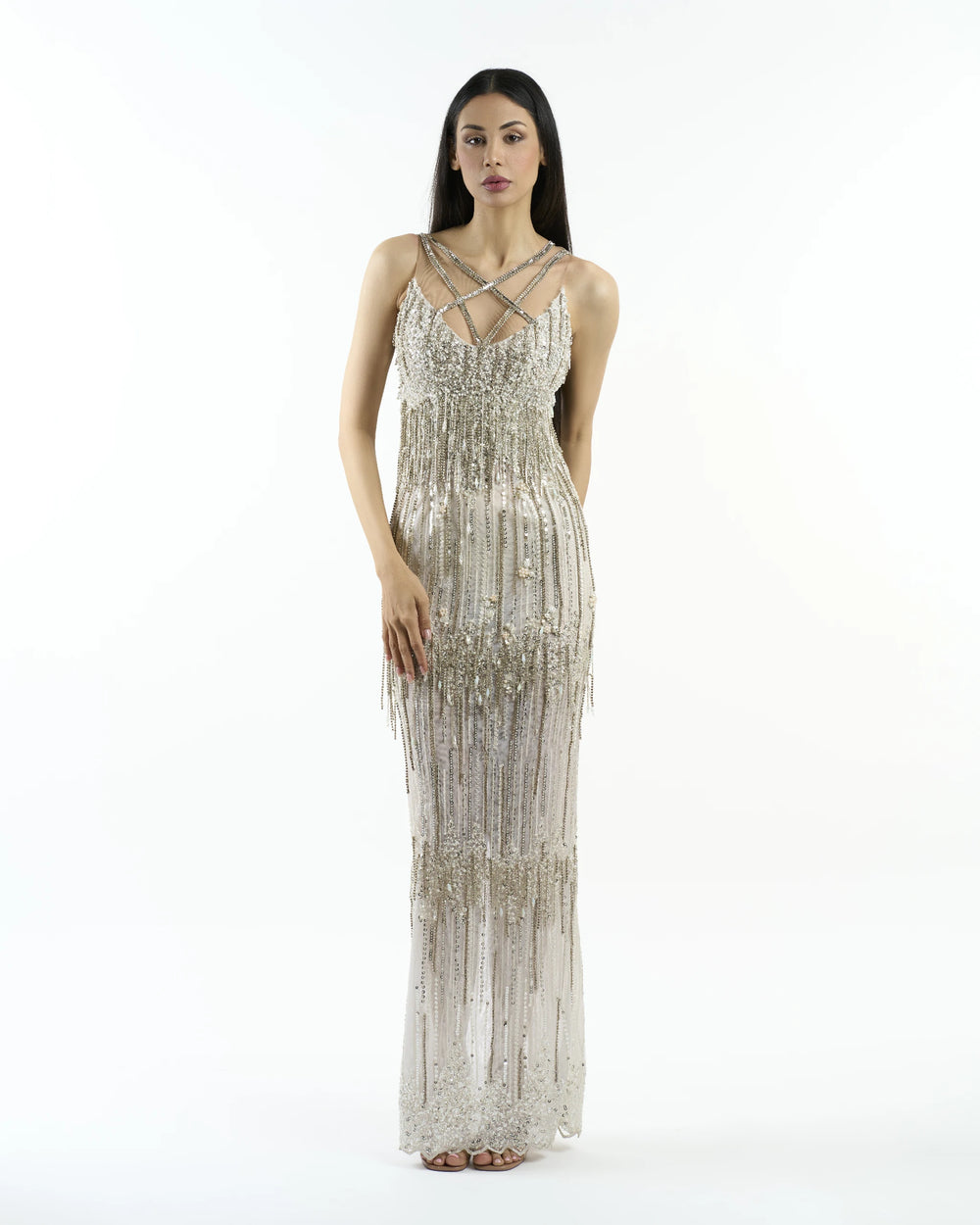 Silver Diamond Fringe Dress