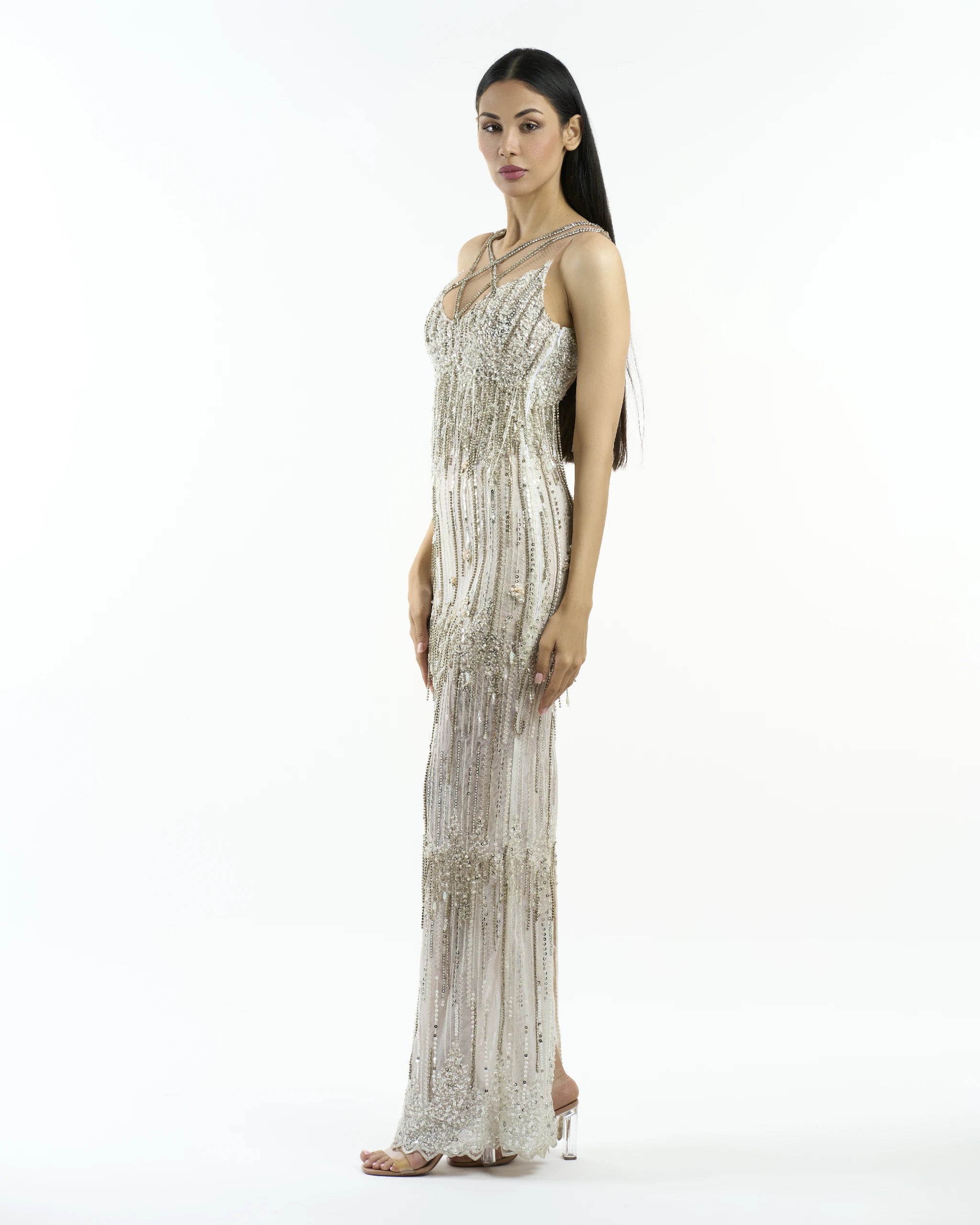 Silver Diamond Fringe Dress