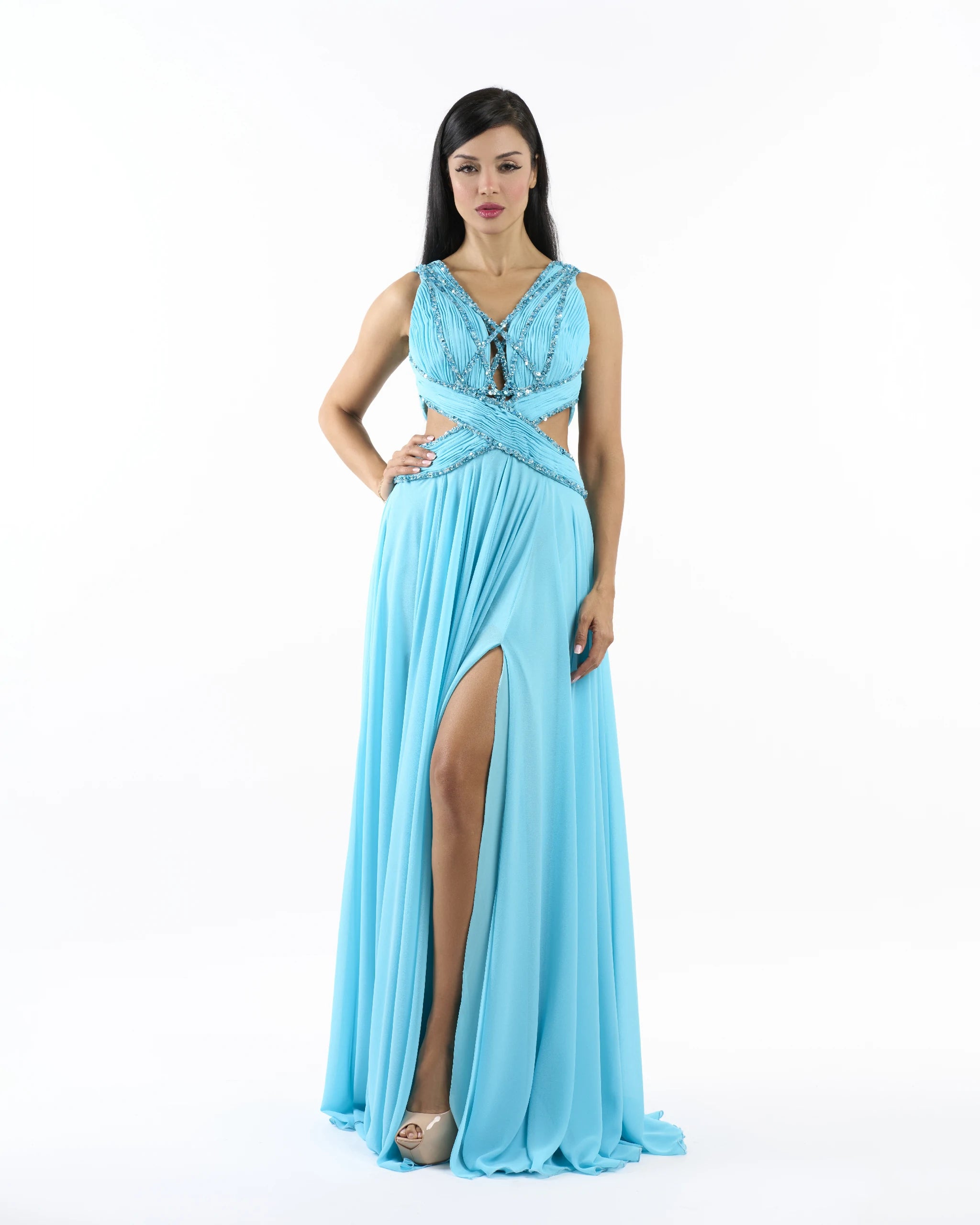 Turquoise Ocean Cutout Dress
