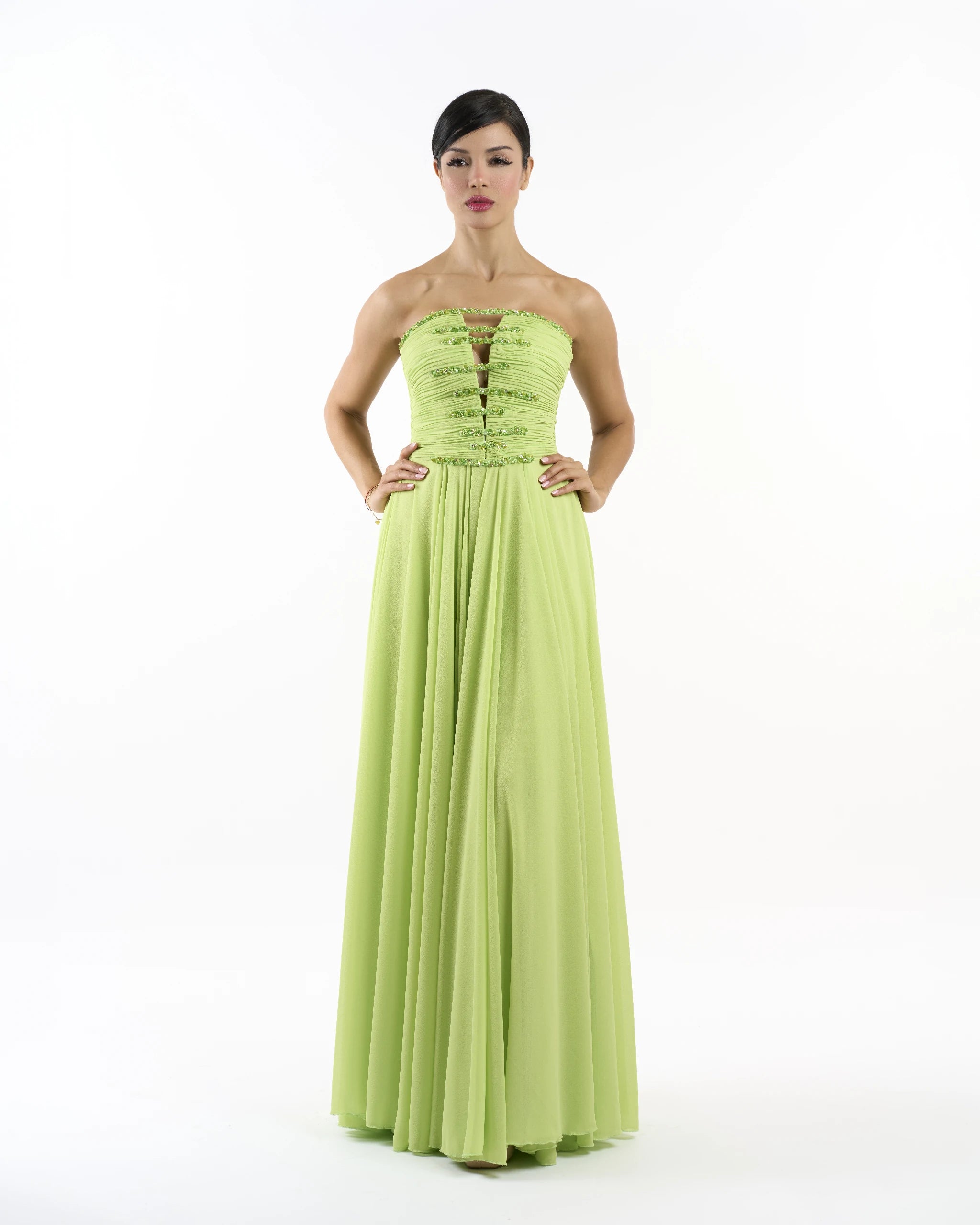 Lime Envy Strapless Dress