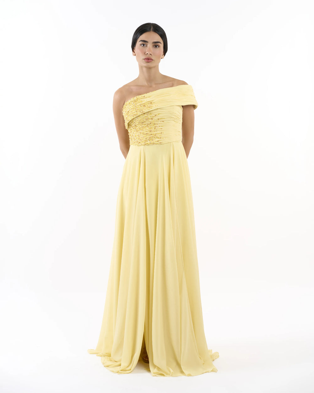 Yellow Soleil One-Shoulder Dress