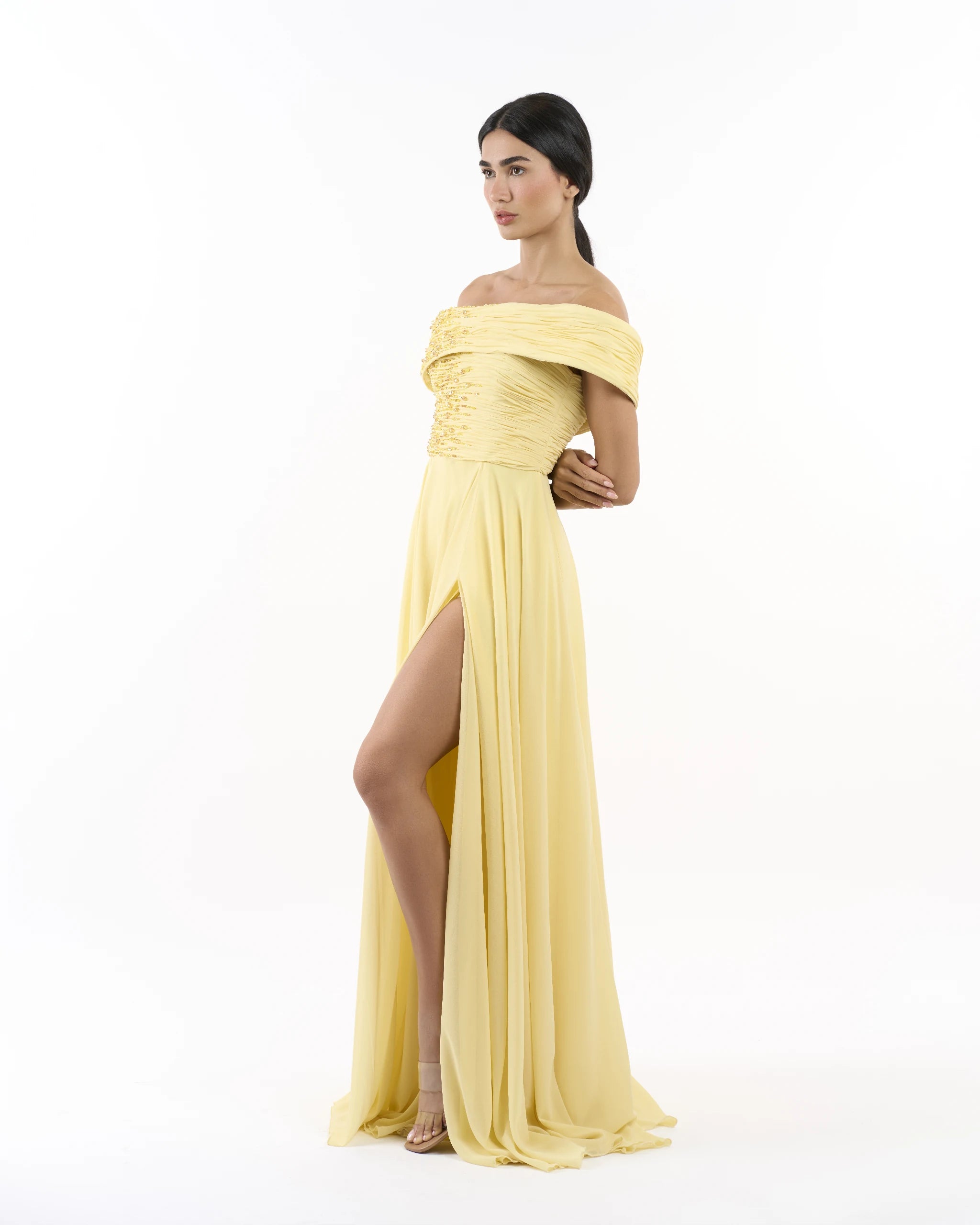 Yellow Soleil One-Shoulder Dress