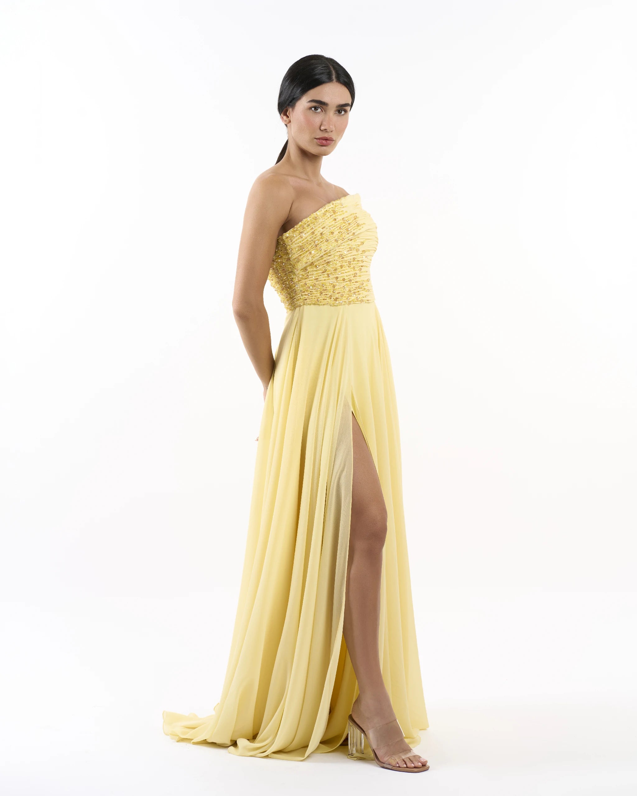 Yellow Soleil One-Shoulder Dress