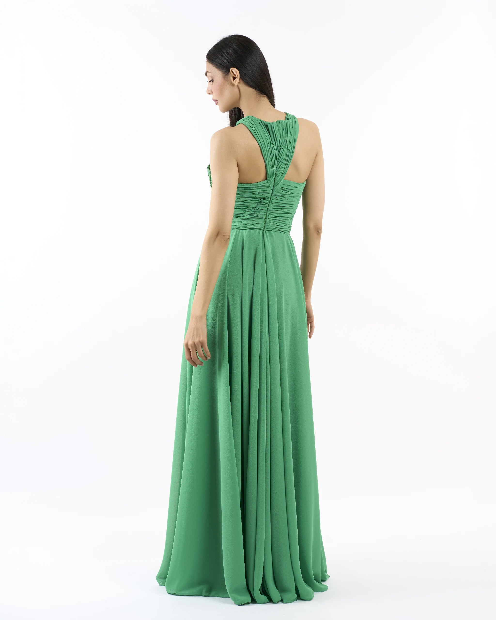 Emerald Serene Halter Dress