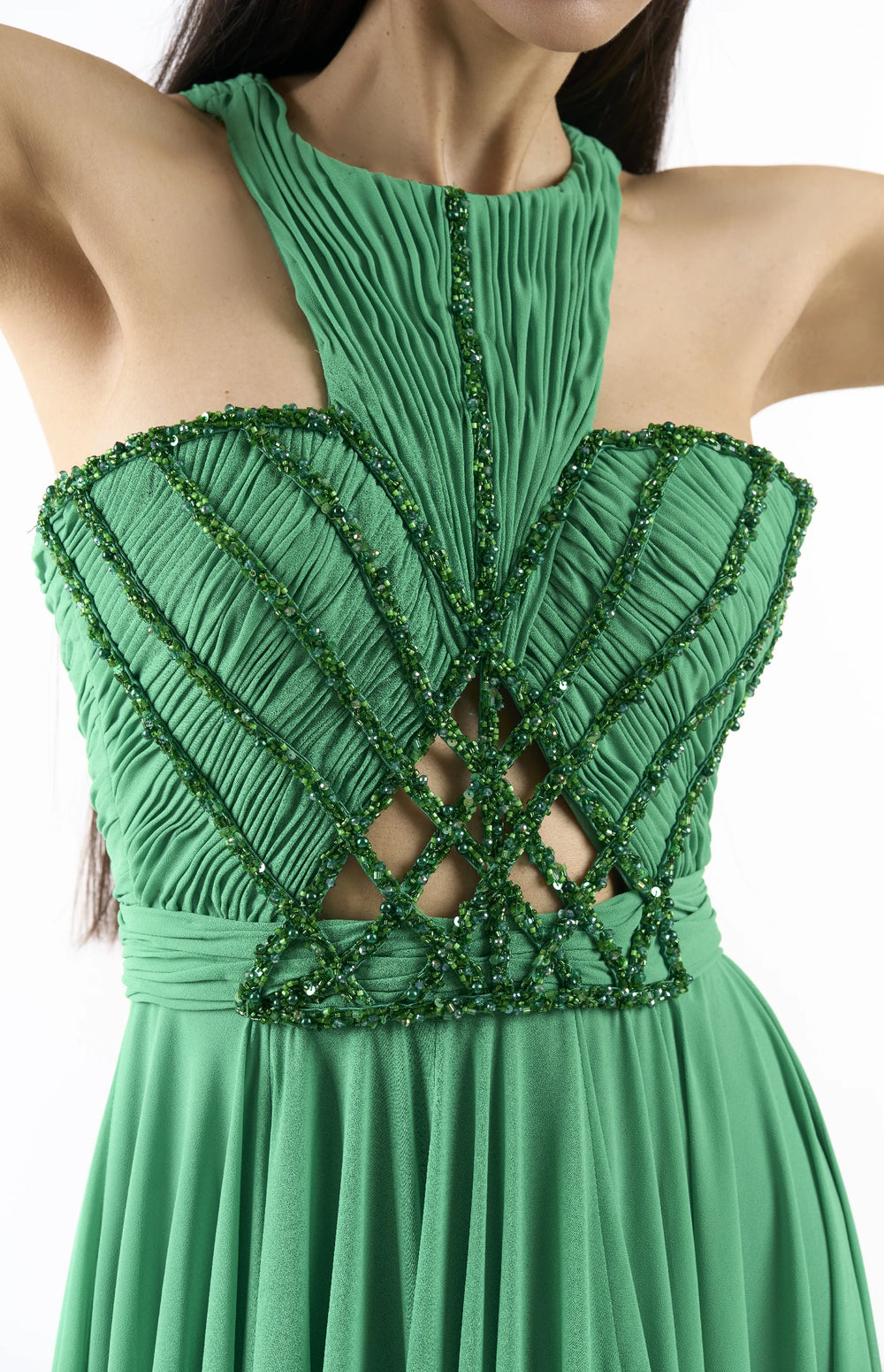Emerald Serene Halter Dress