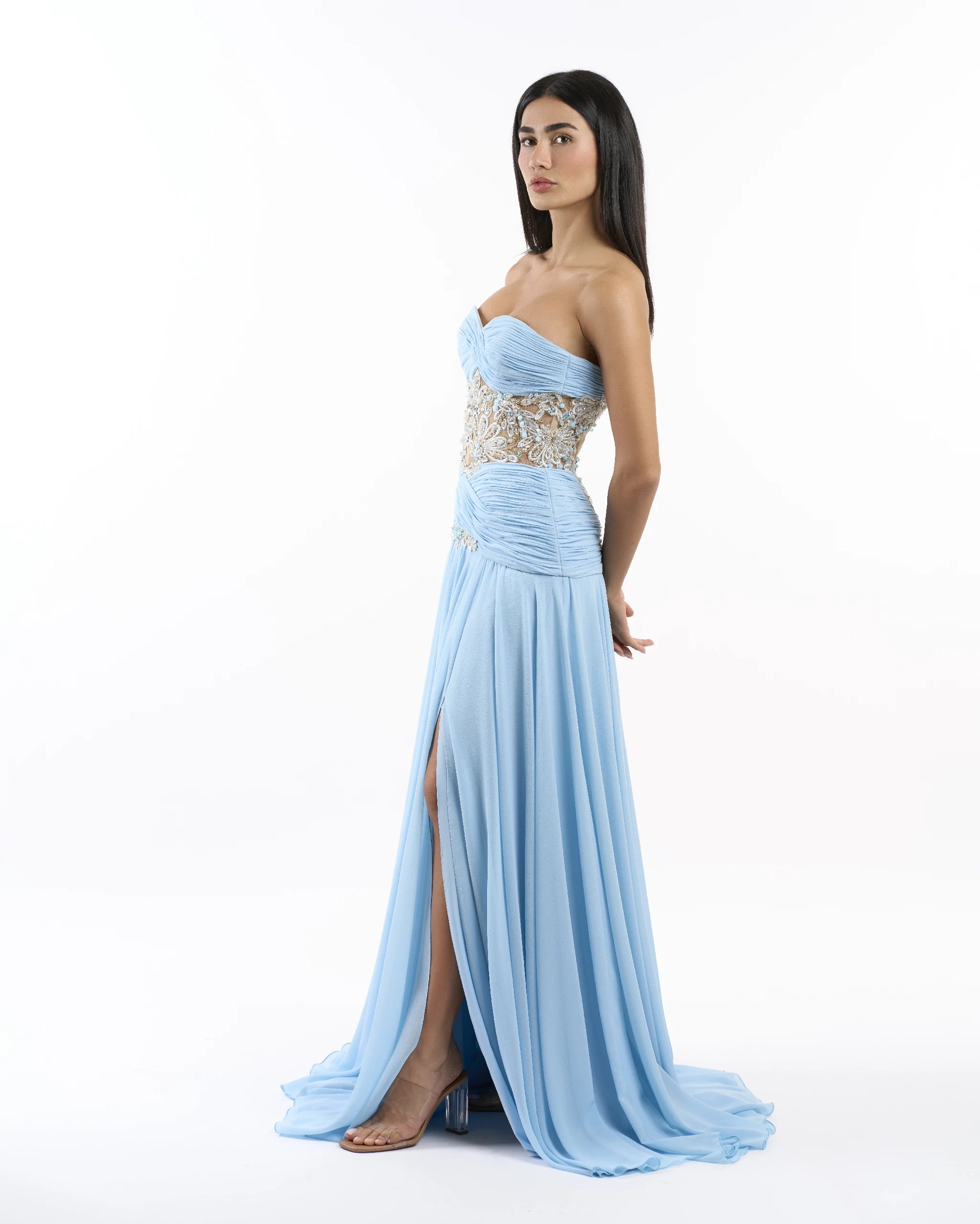 Baby Blue Blossom Illusion Dress