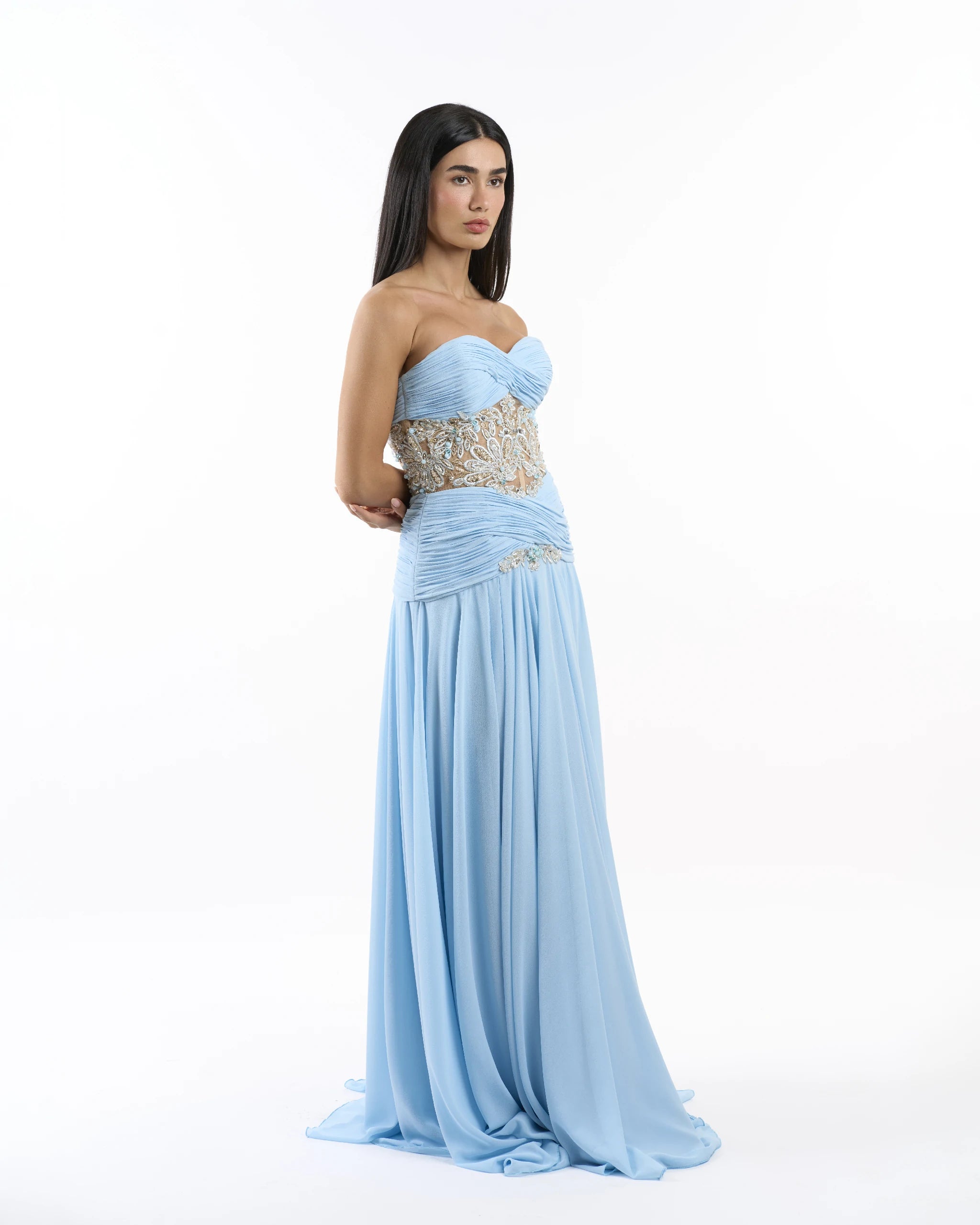 Baby Blue Blossom Illusion Dress