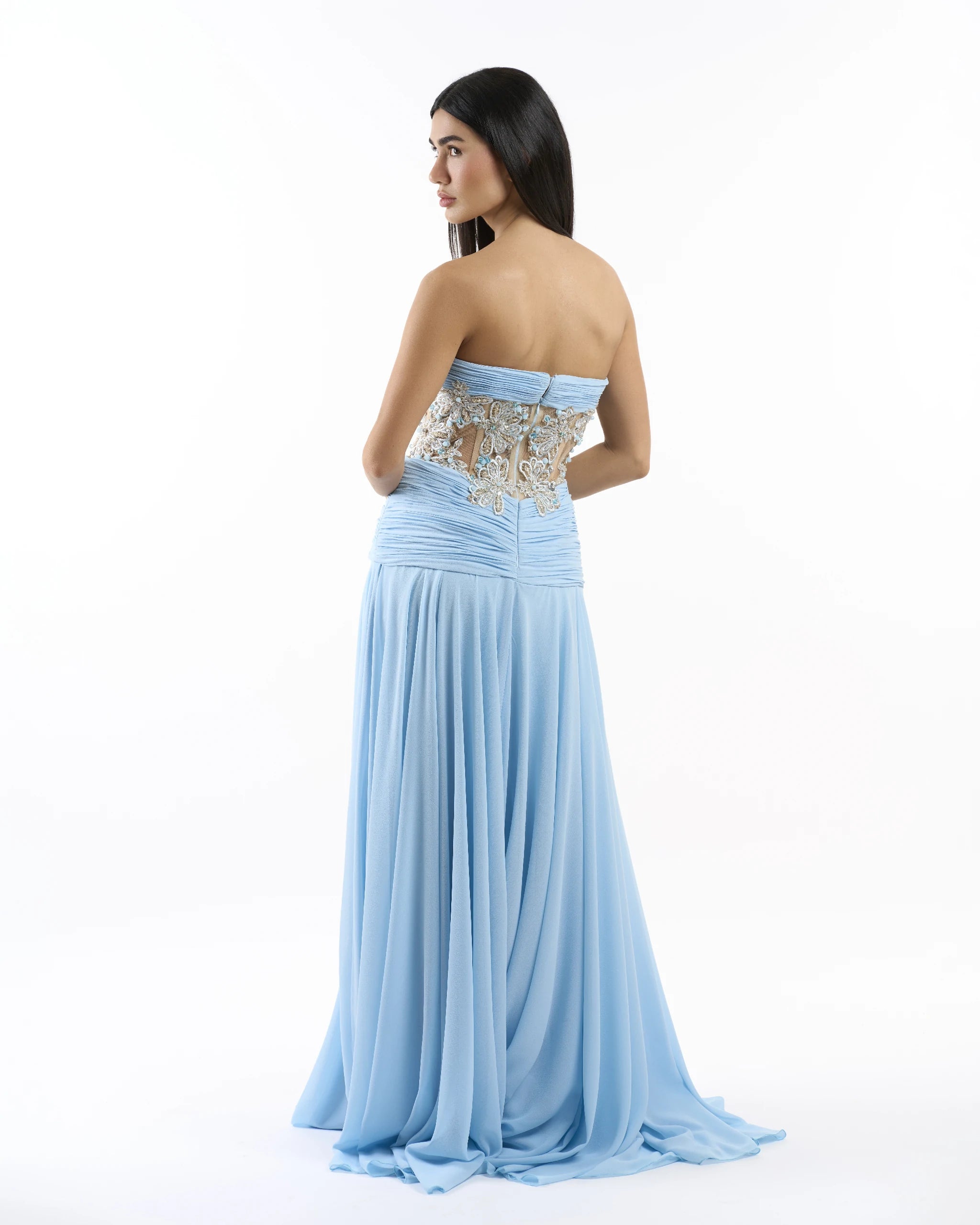 Baby Blue Blossom Illusion Dress