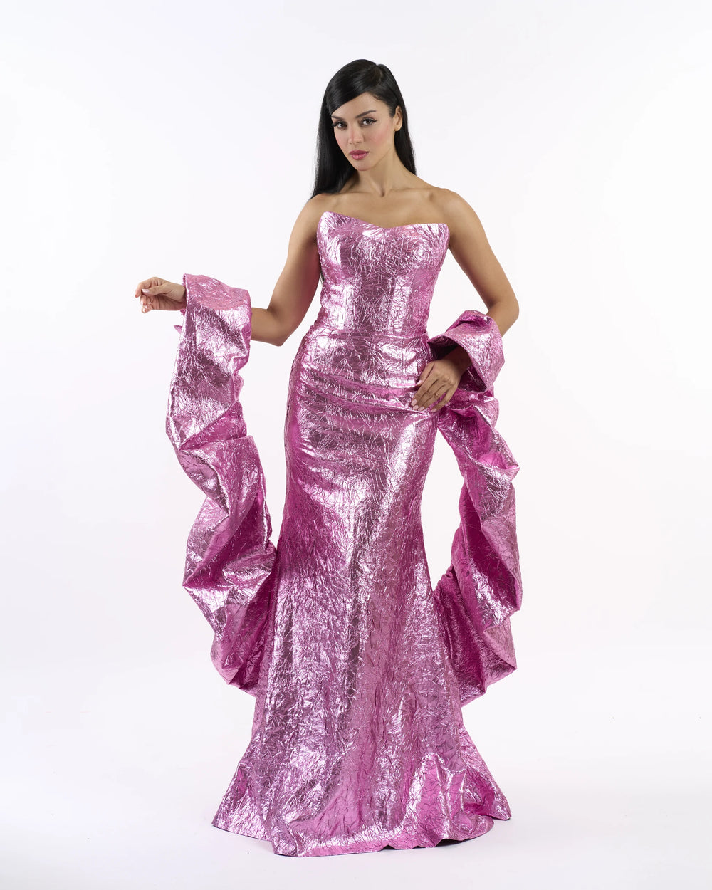 Fuchsia Glam Foil Dress