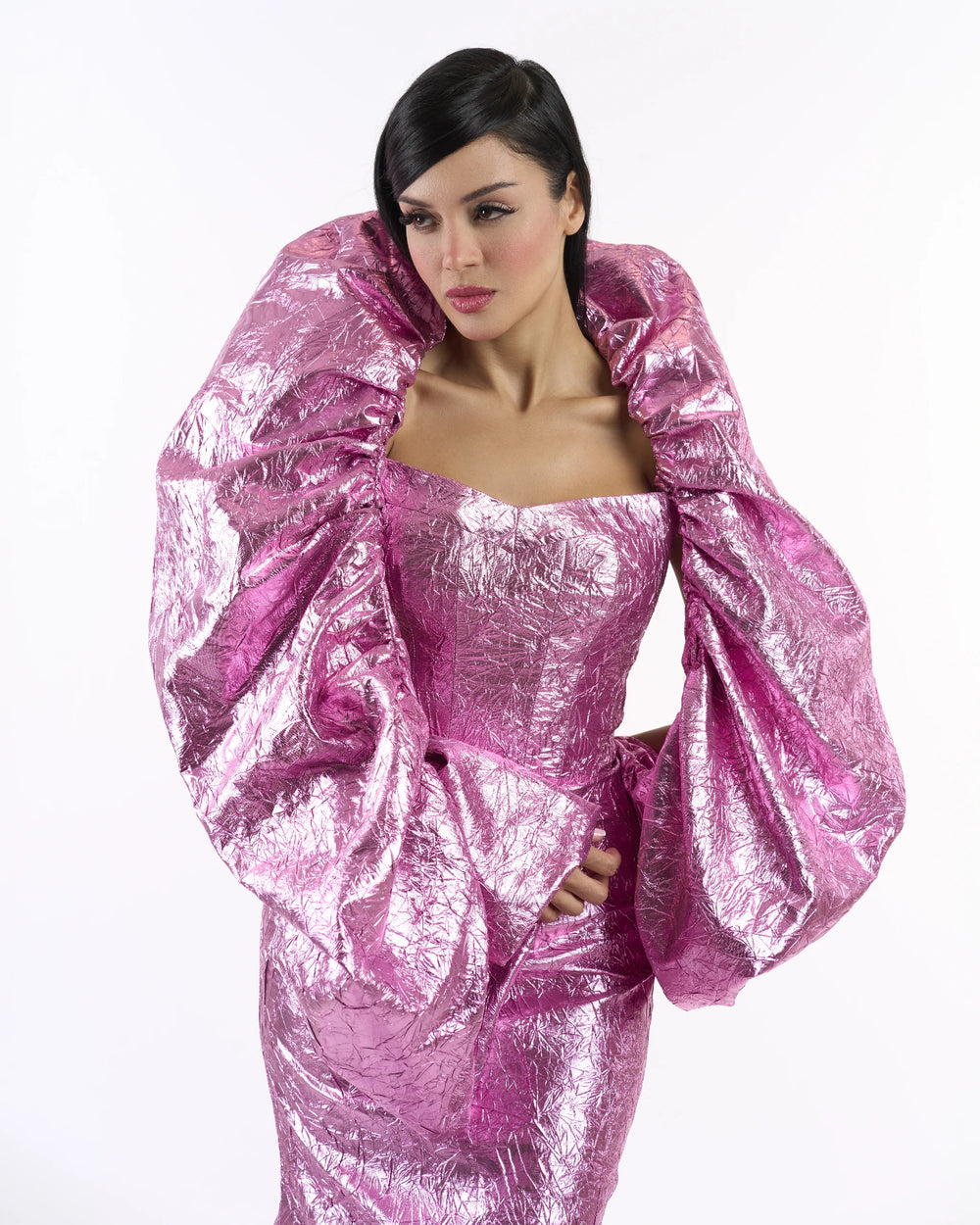 Fuchsia Glam Foil Dress