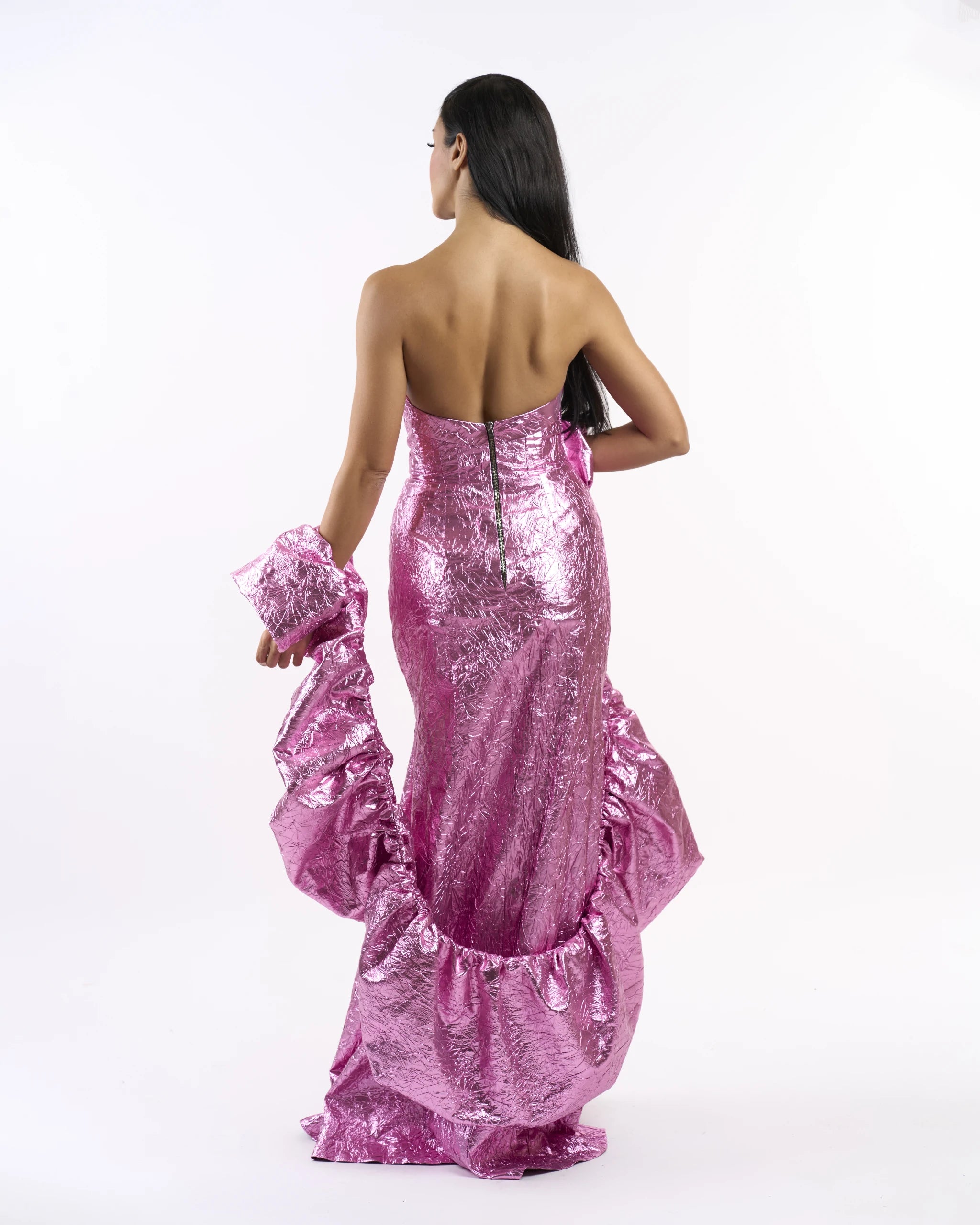 Fuchsia Glam Foil Dress
