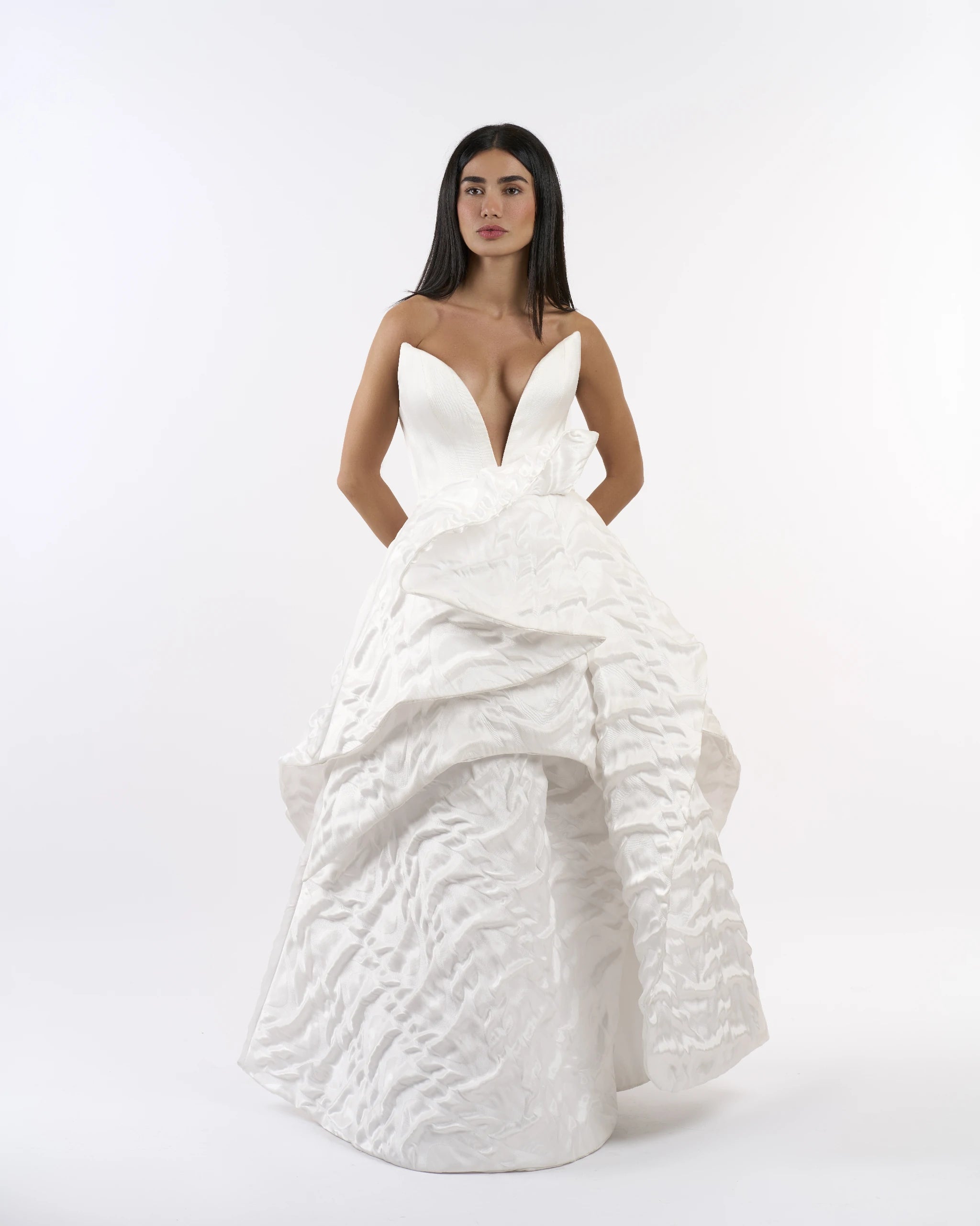 White Pearl Cascade Dress