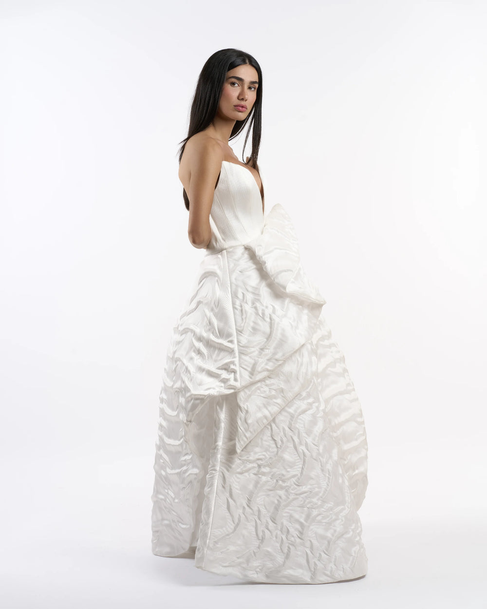 White Pearl Cascade Dress