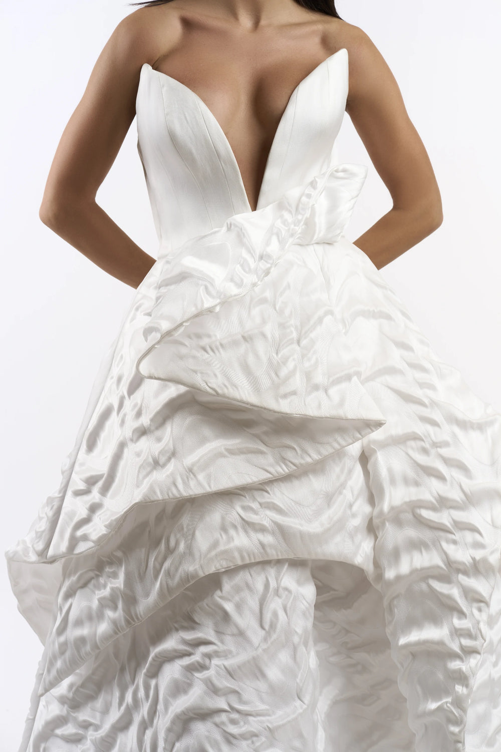 White Pearl Cascade Dress