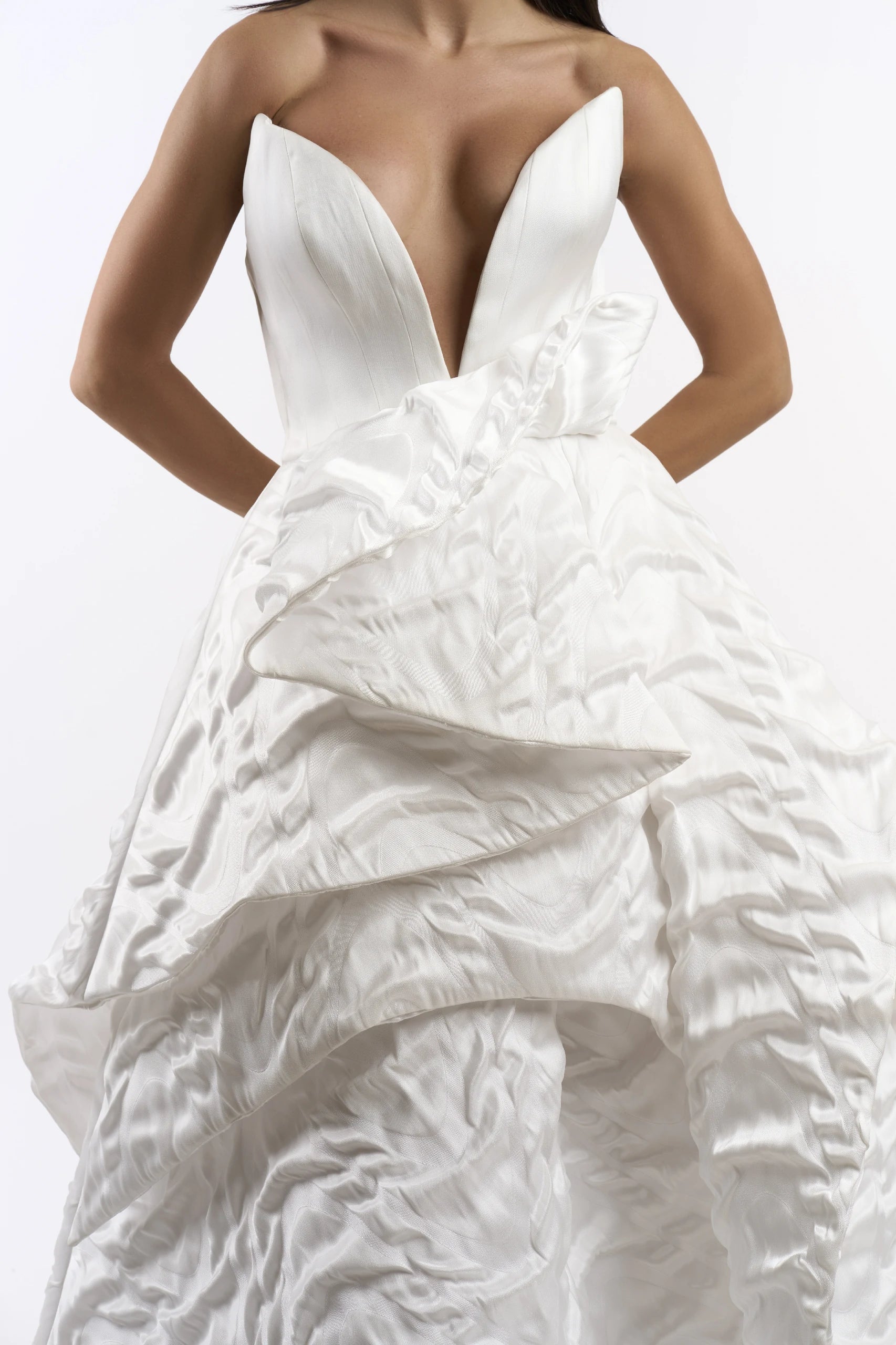 White Pearl Cascade Dress