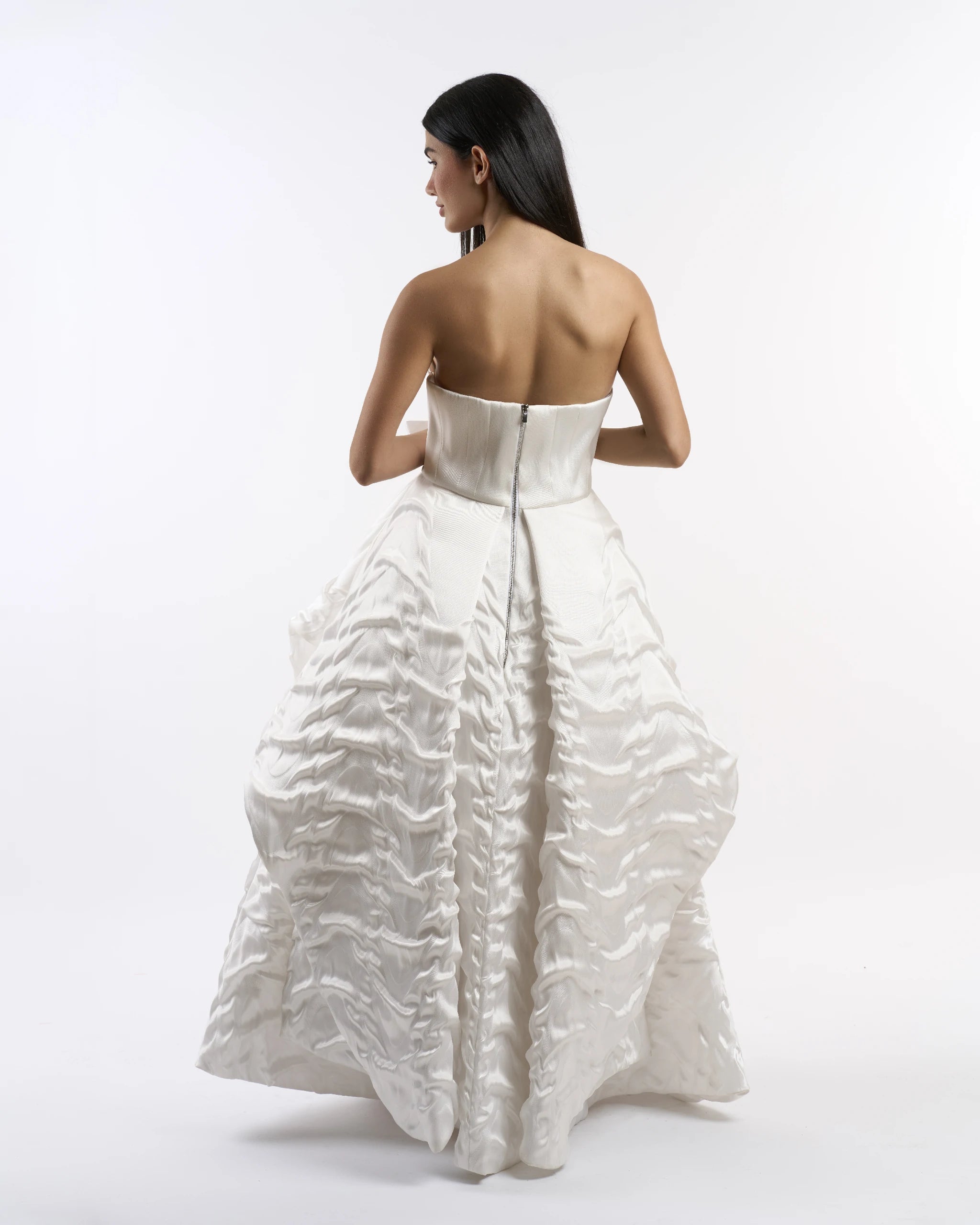 White Pearl Cascade Dress