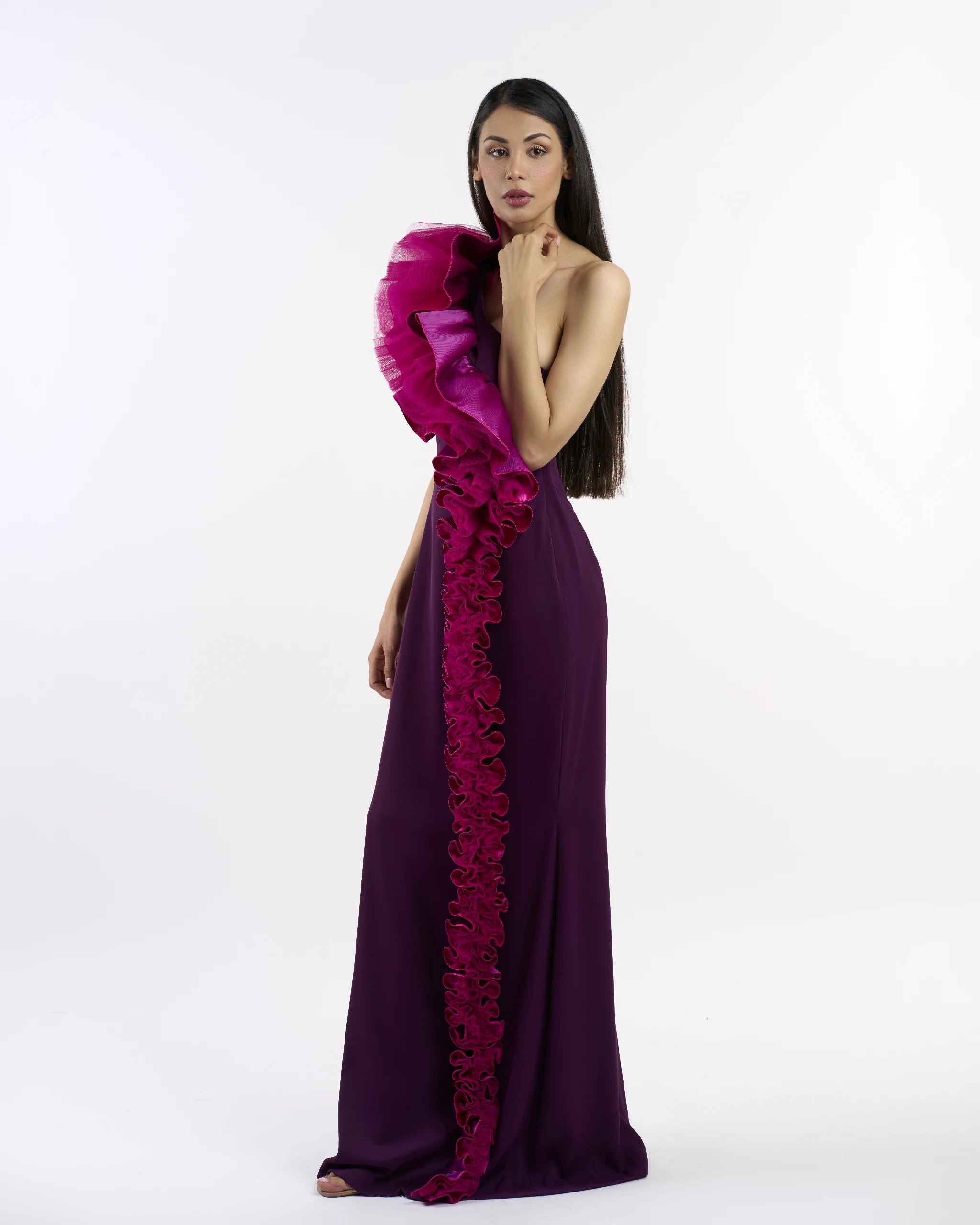 Purple Flame Ruffle Dress