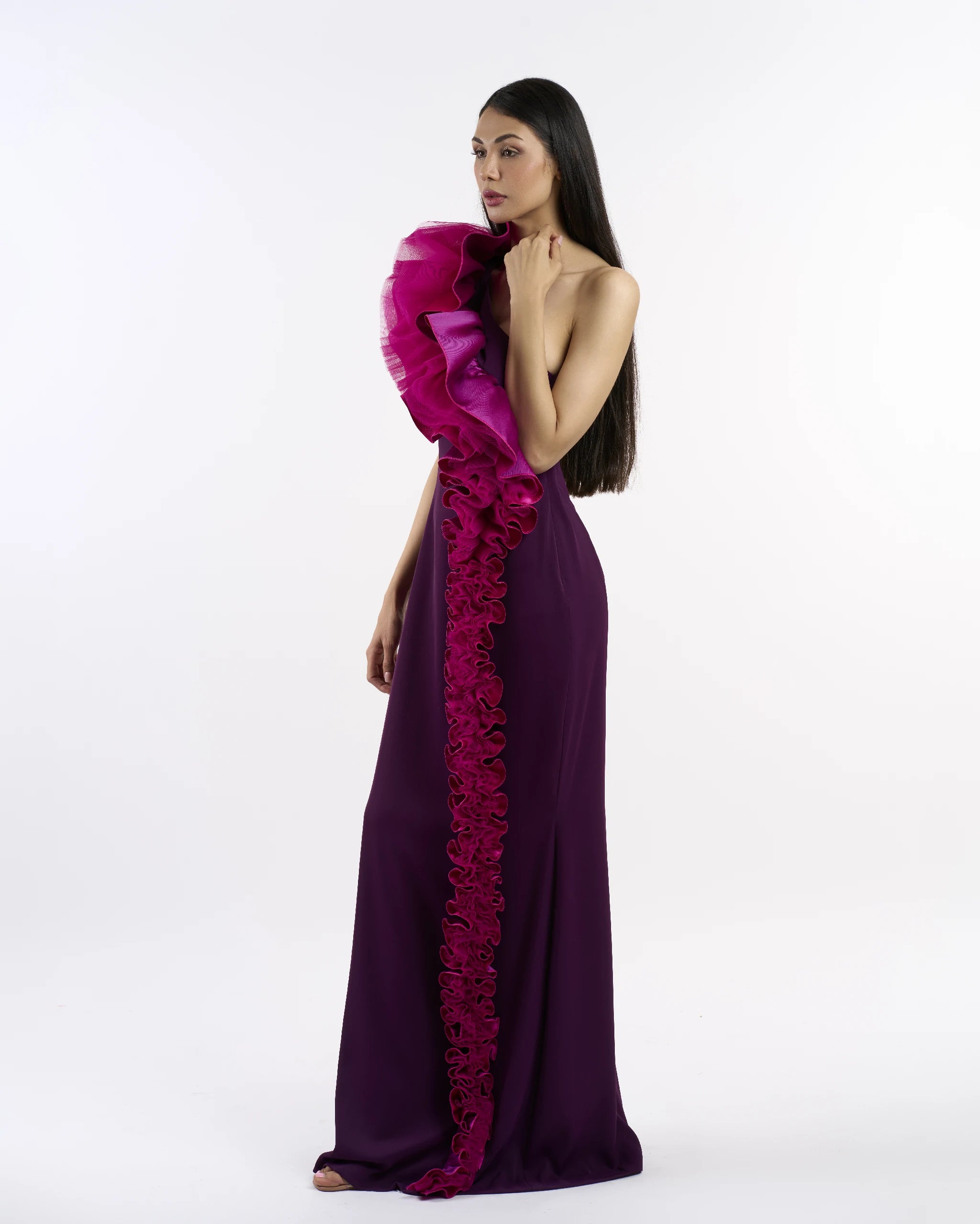 Purple Flame Ruffle Dress