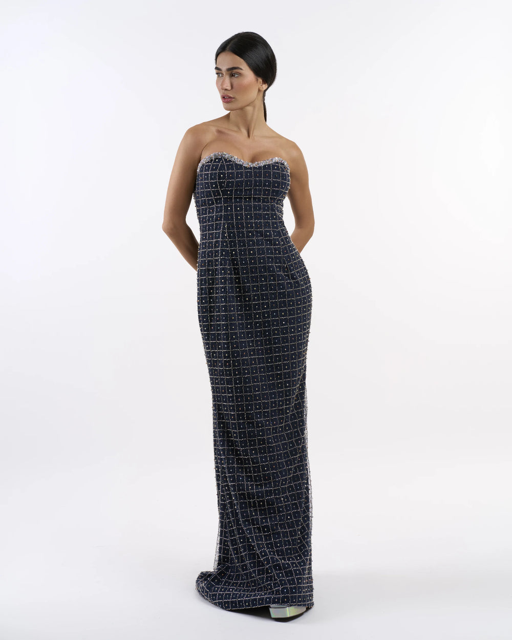 Midnight Grid Elegance Dress