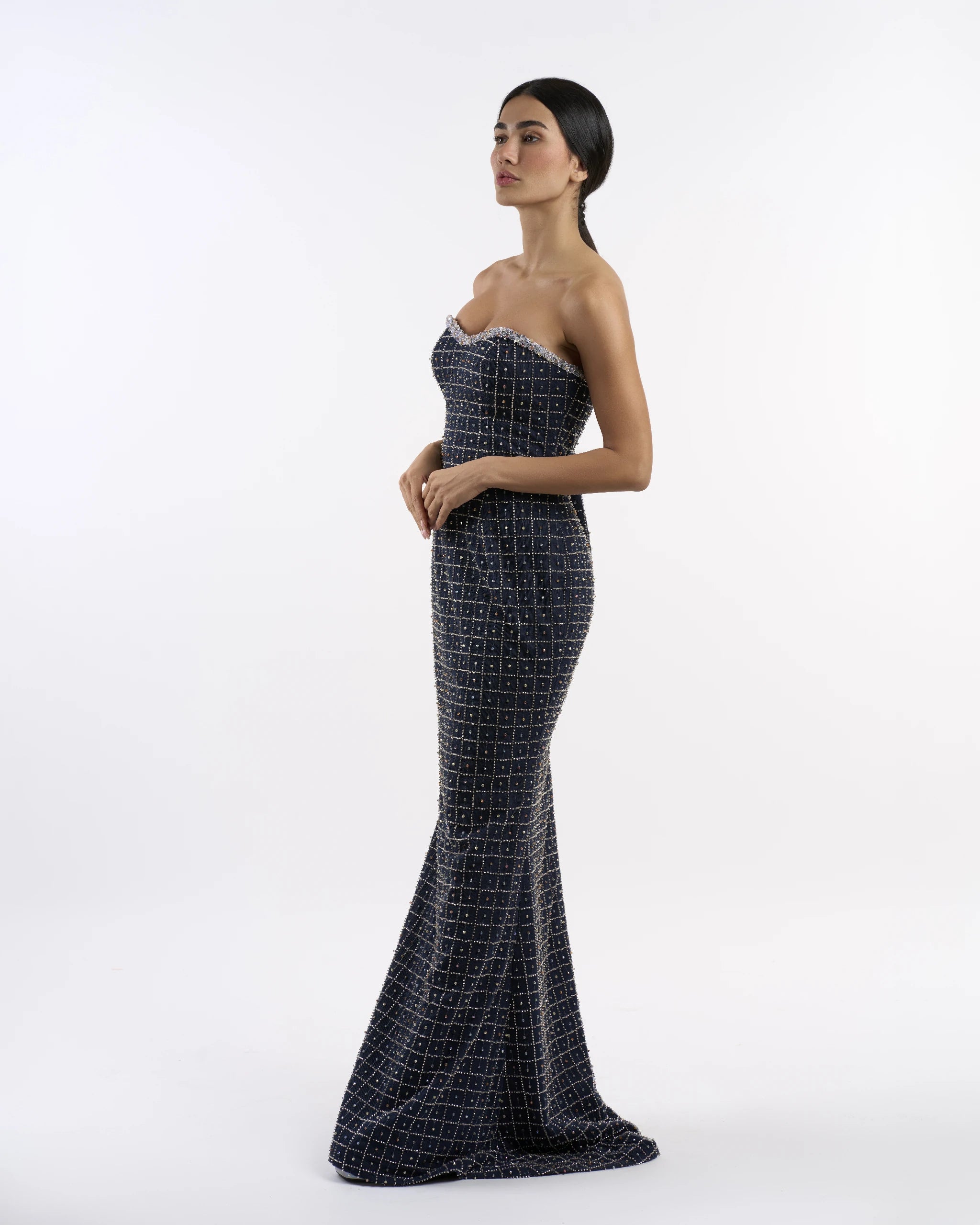Midnight Grid Elegance Dress