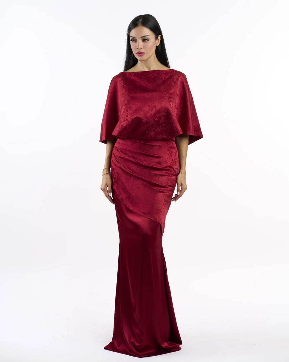 Crimson Jacquard Muse Dress