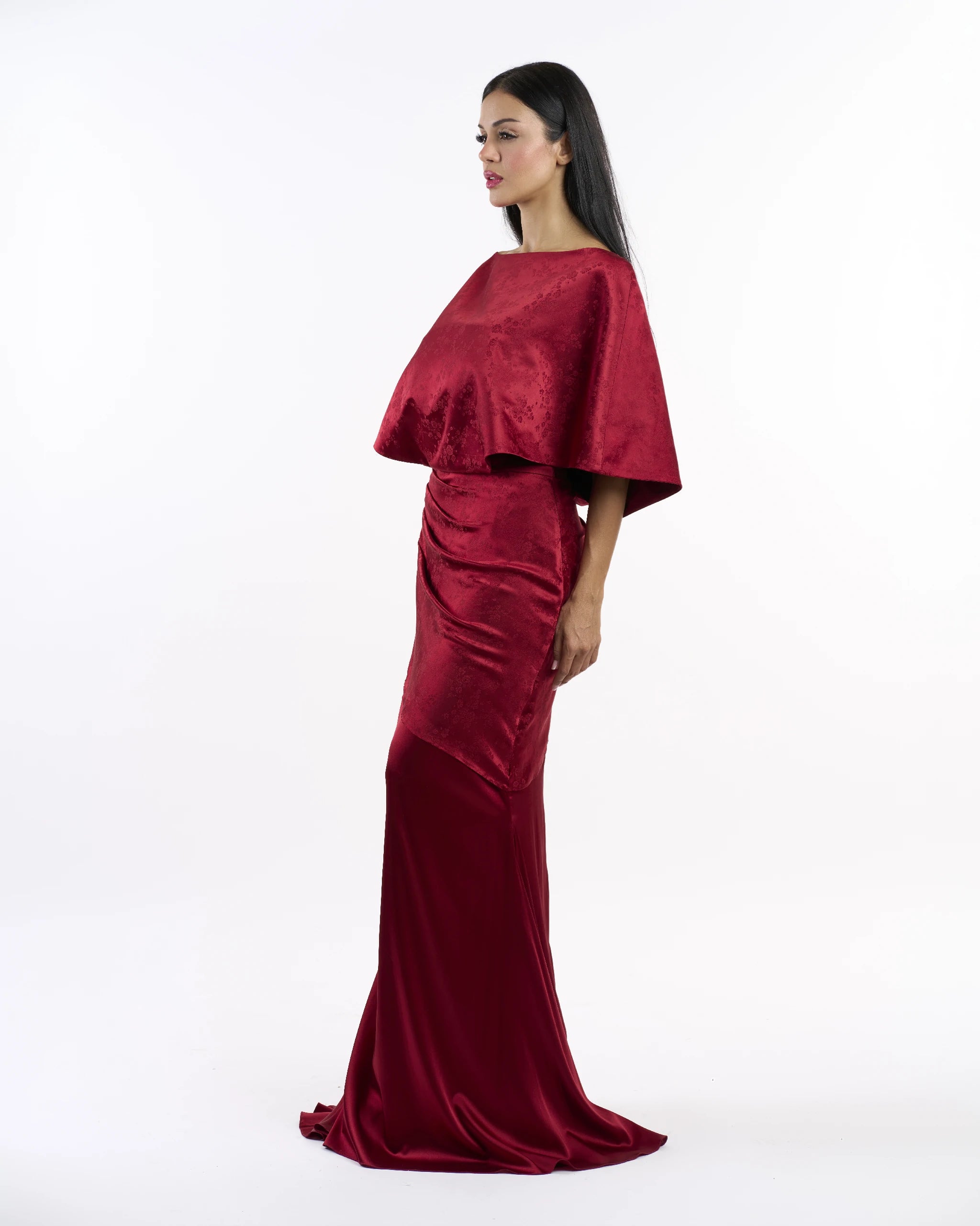 Crimson Jacquard Muse Dress