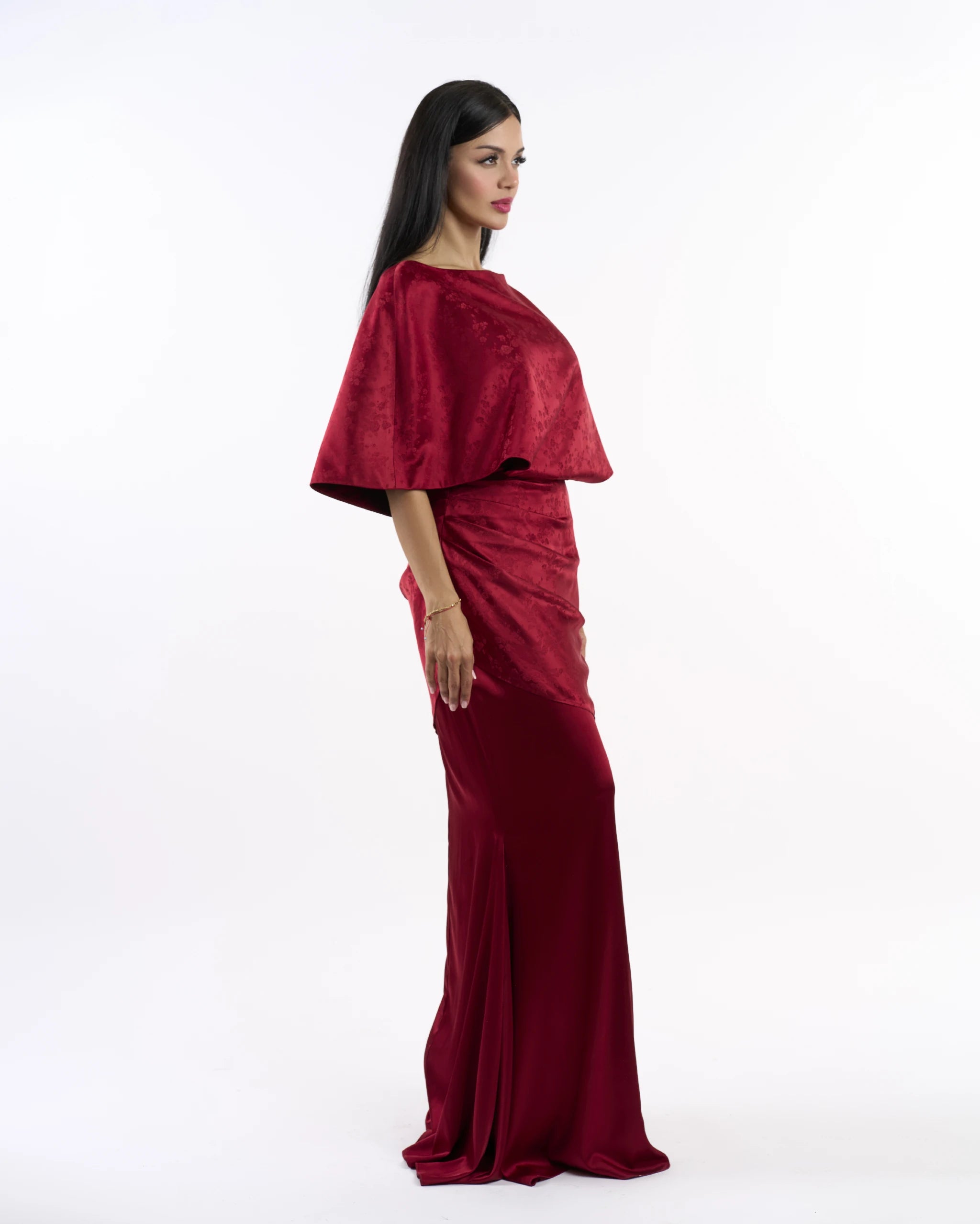 Crimson Jacquard Muse Dress