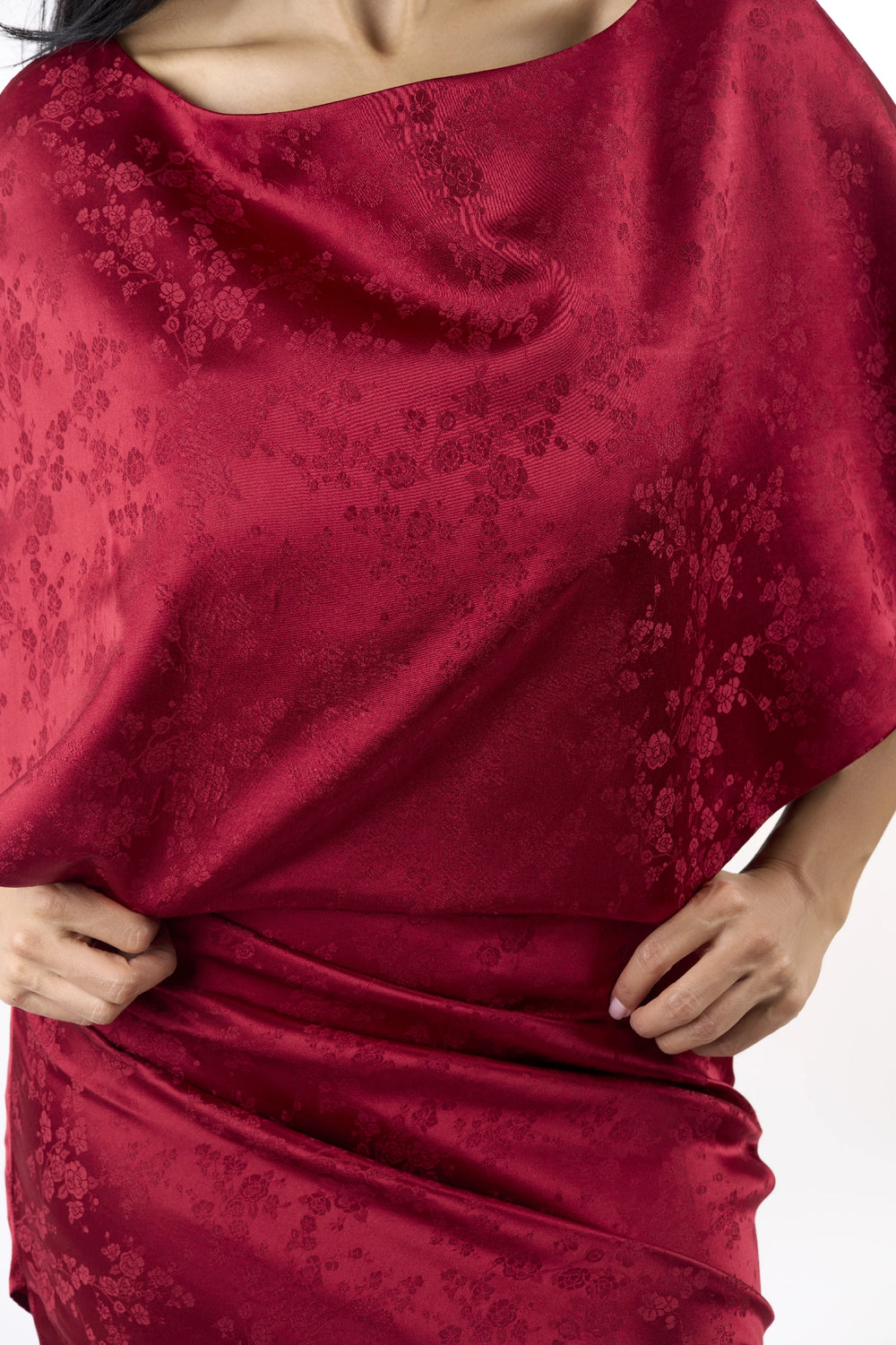 Crimson Jacquard Muse Dress