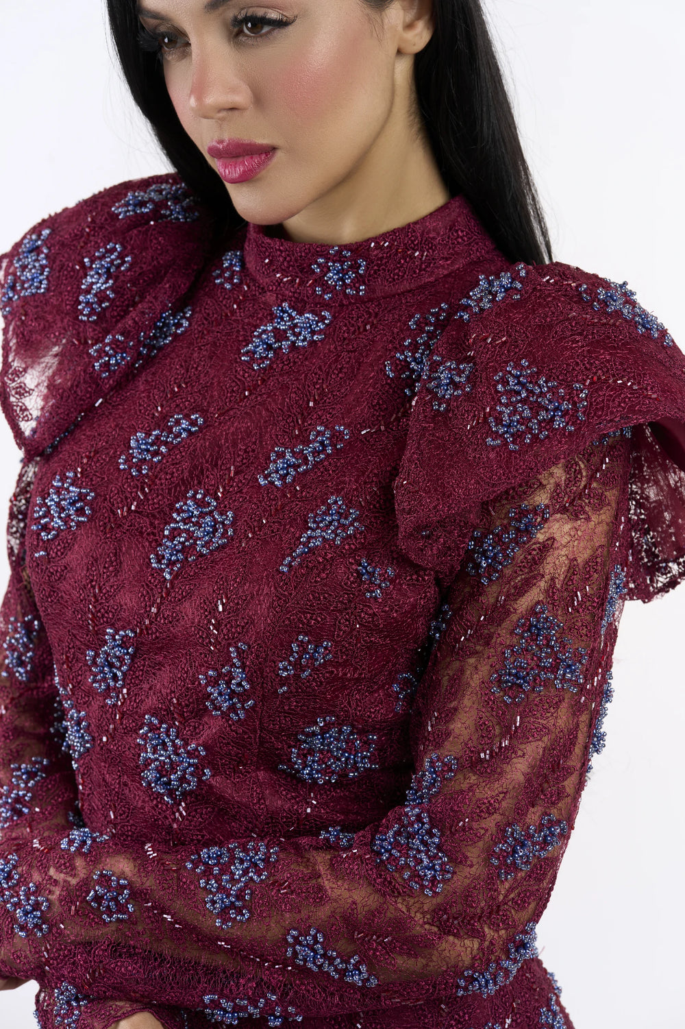 Maroon Regal Cascade Dress