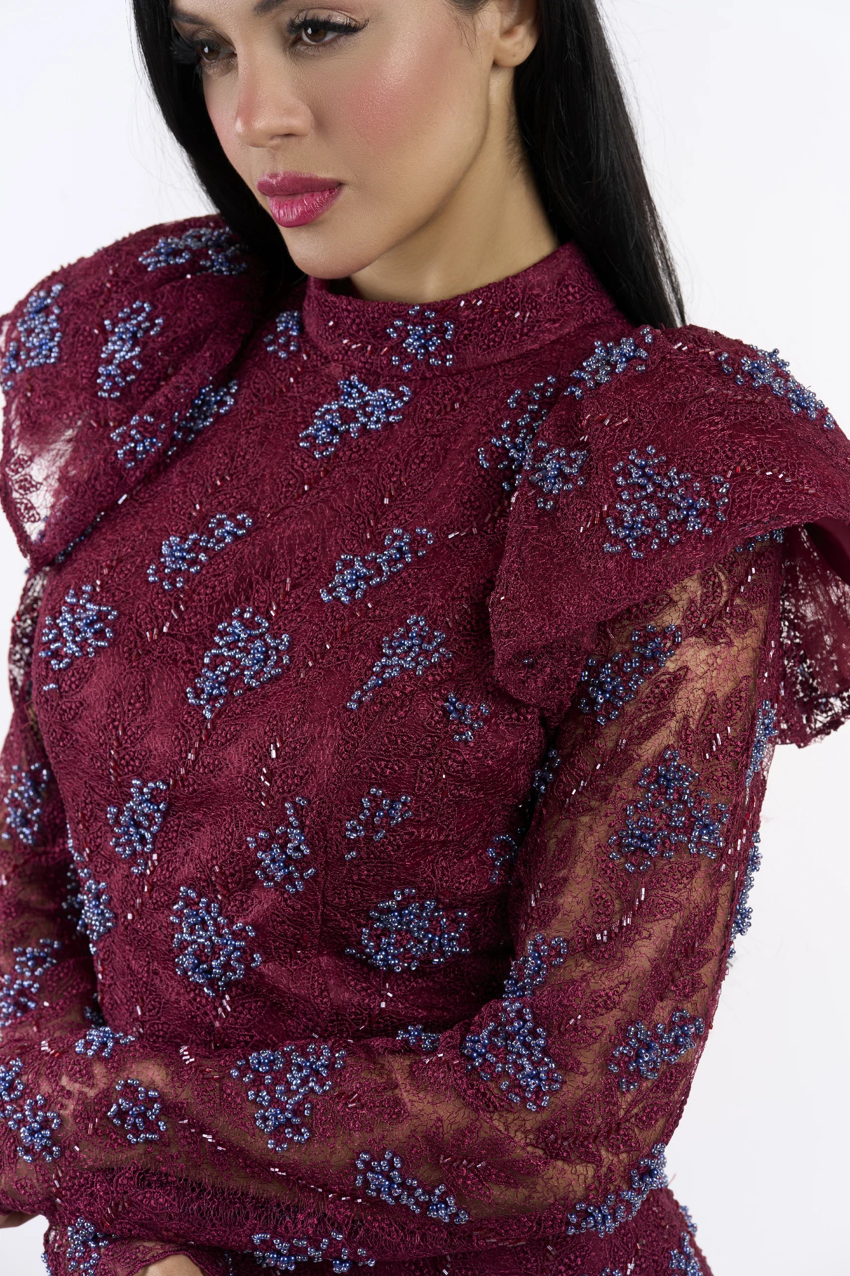 Maroon Regal Cascade Dress