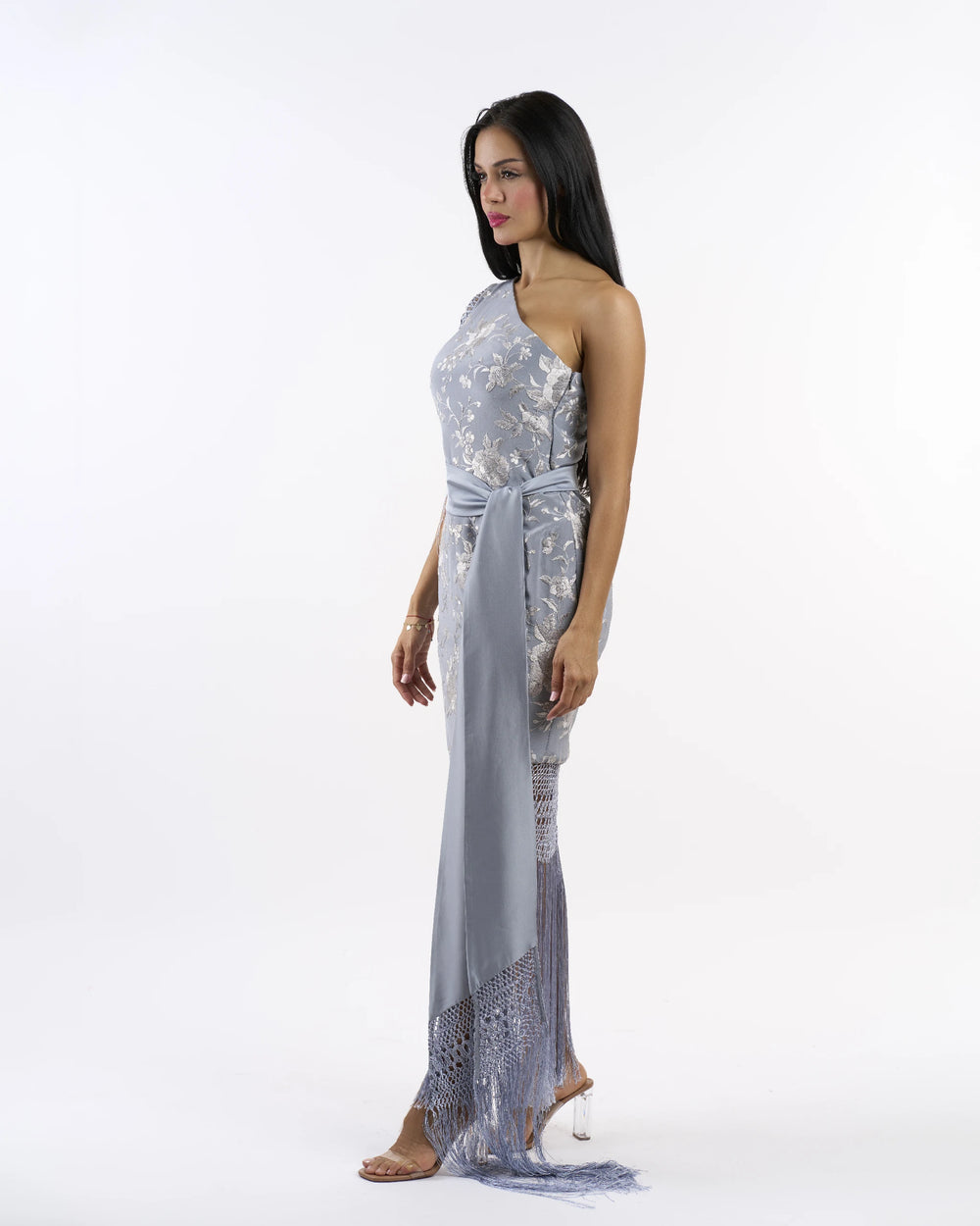 Silver Mist One-Shoulder Dress
