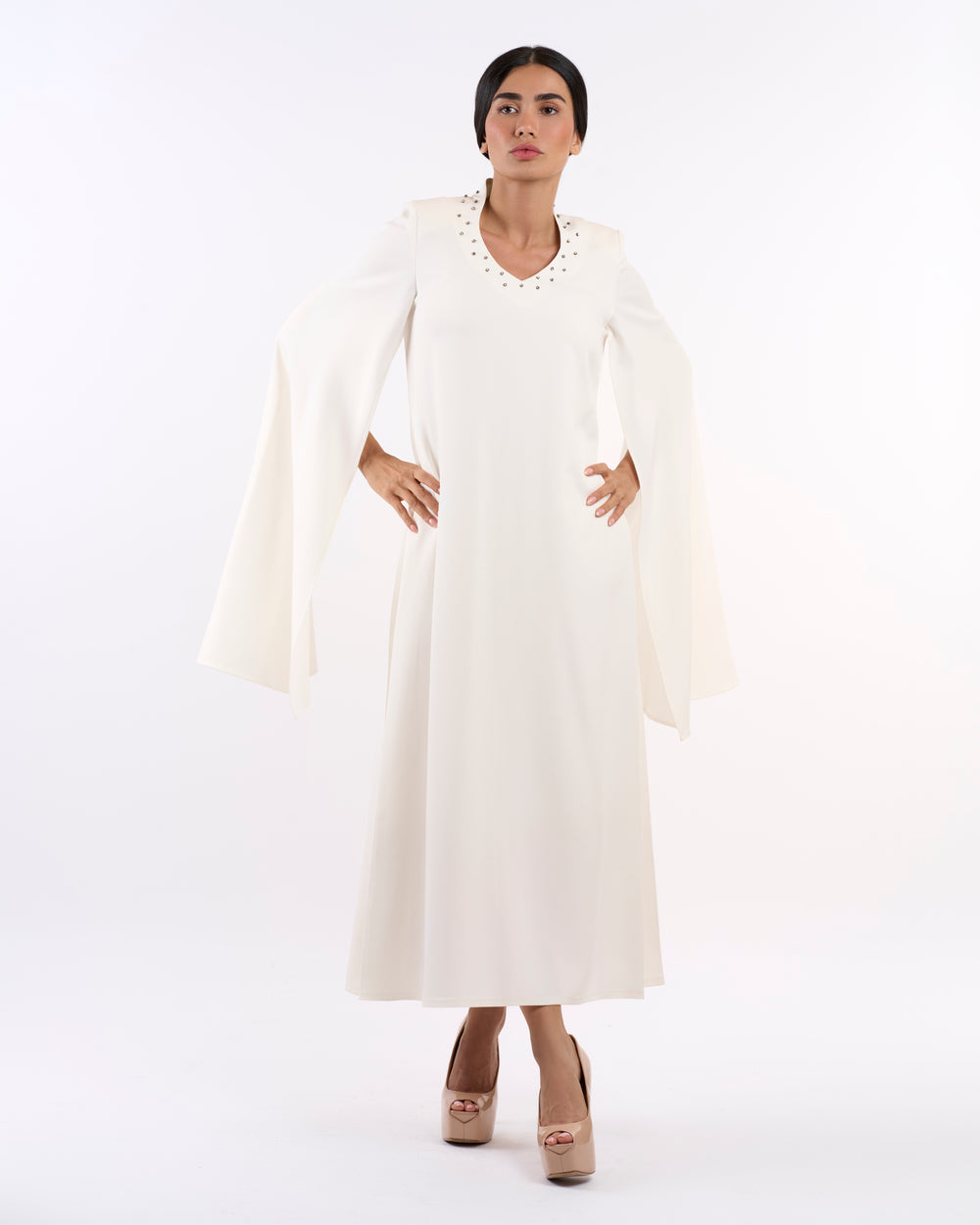 Ivory dress with cape sleeves