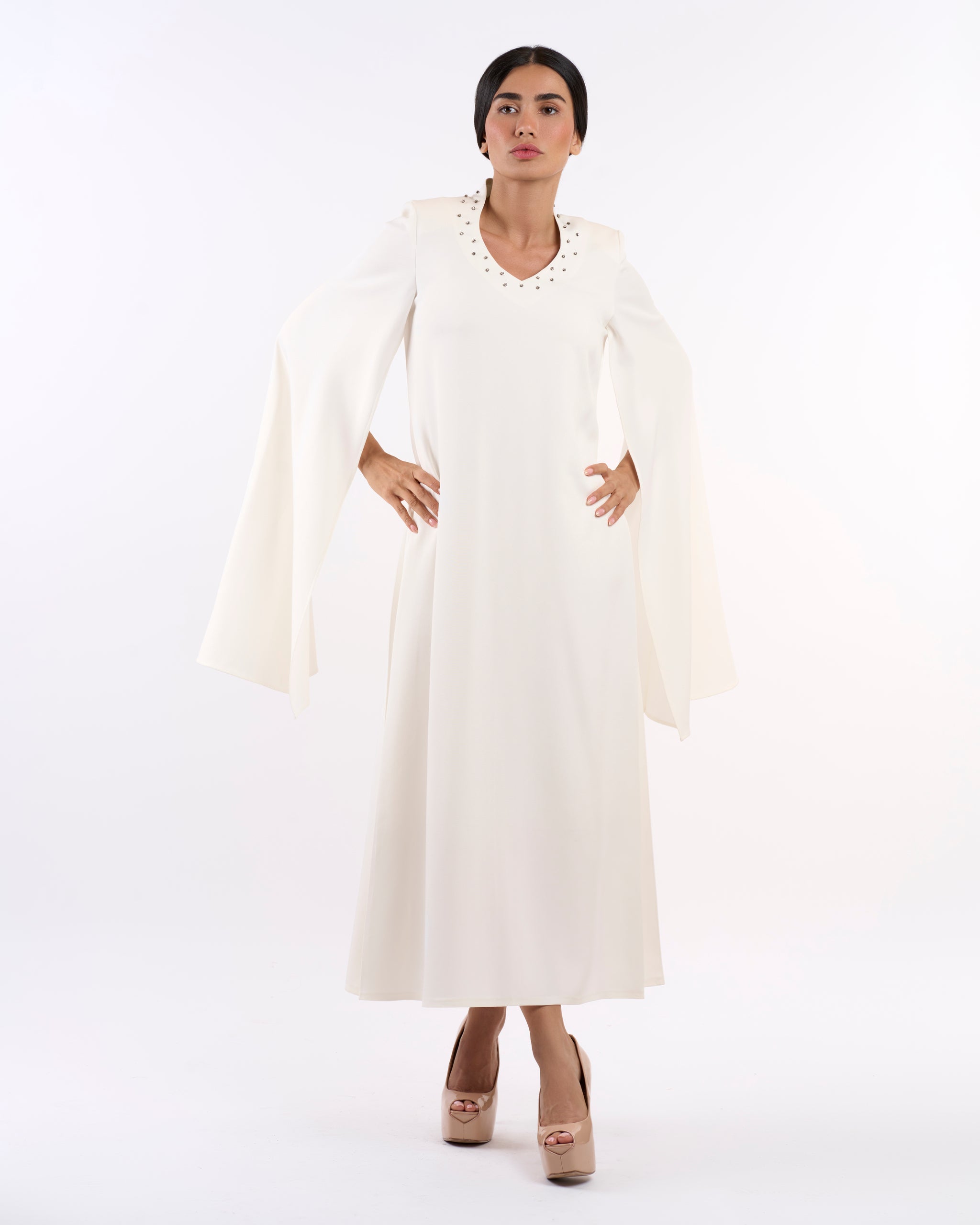 Ivory dress with cape sleeves