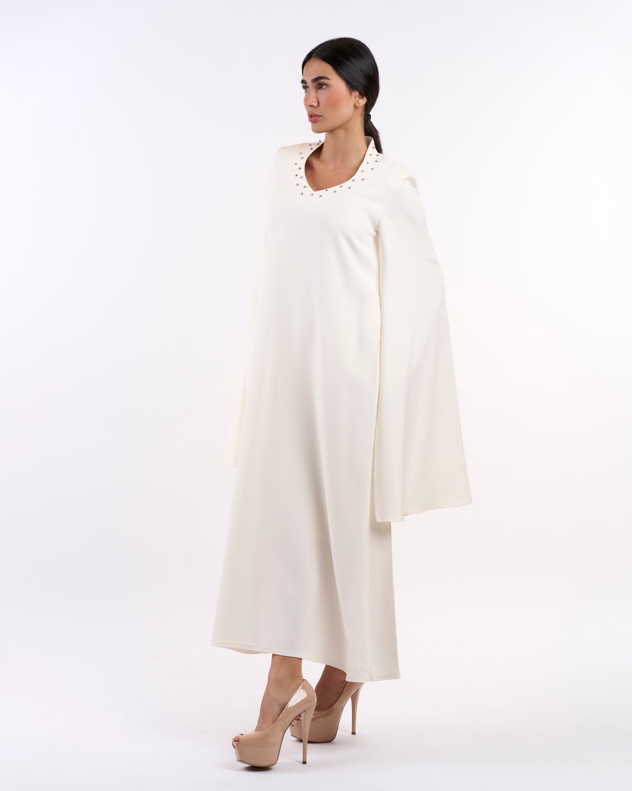 Ivory dress with cape sleeves