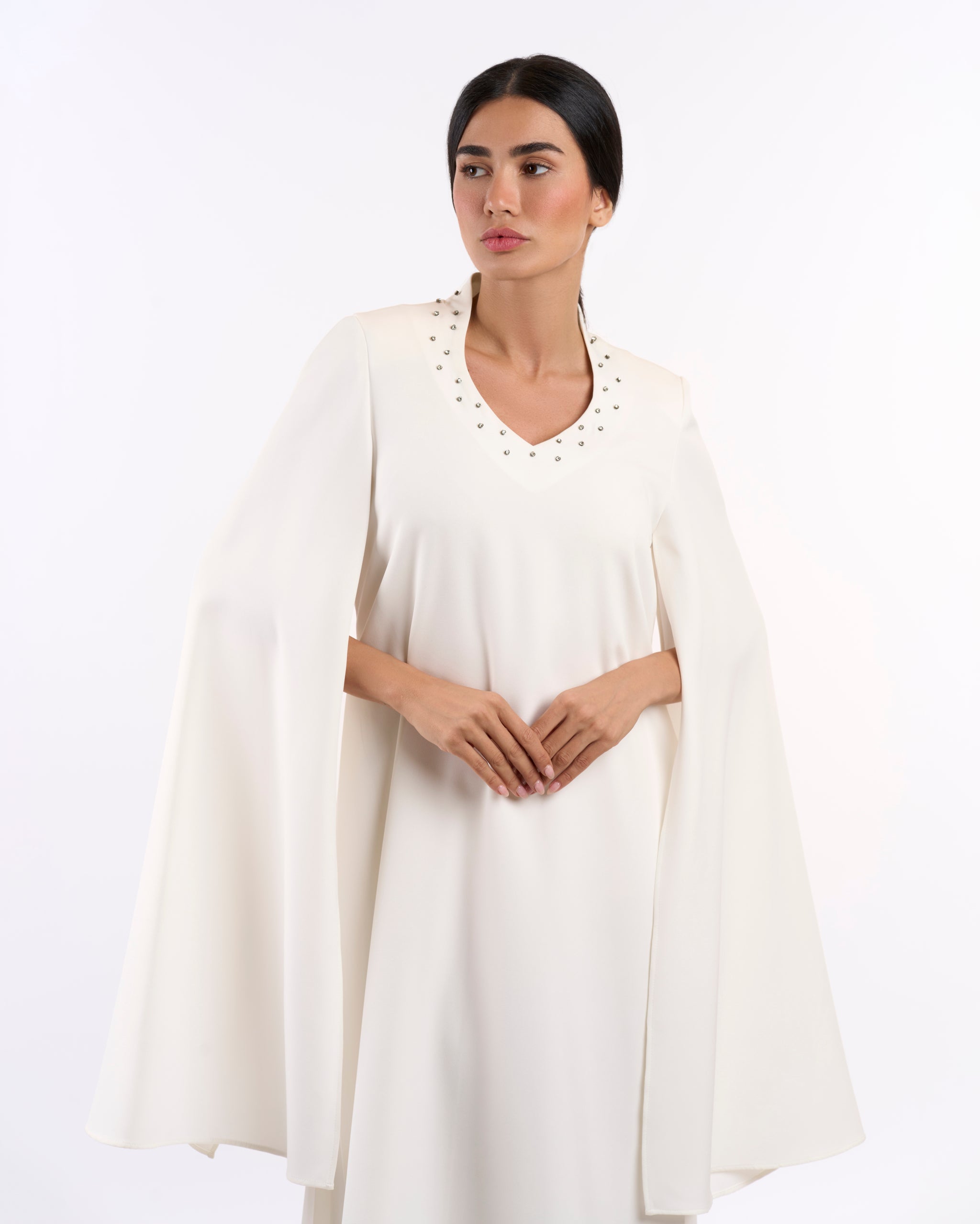 Ivory dress with cape sleeves