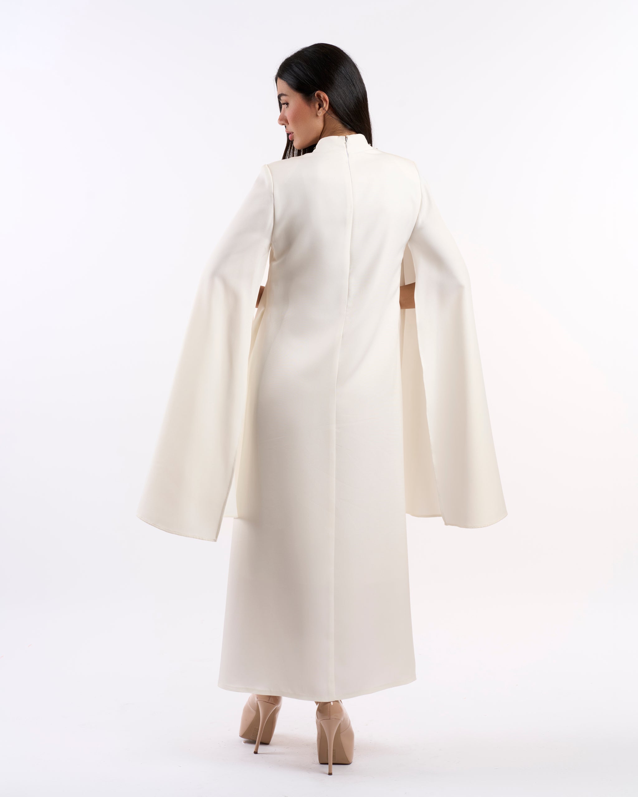 Ivory dress with cape sleeves