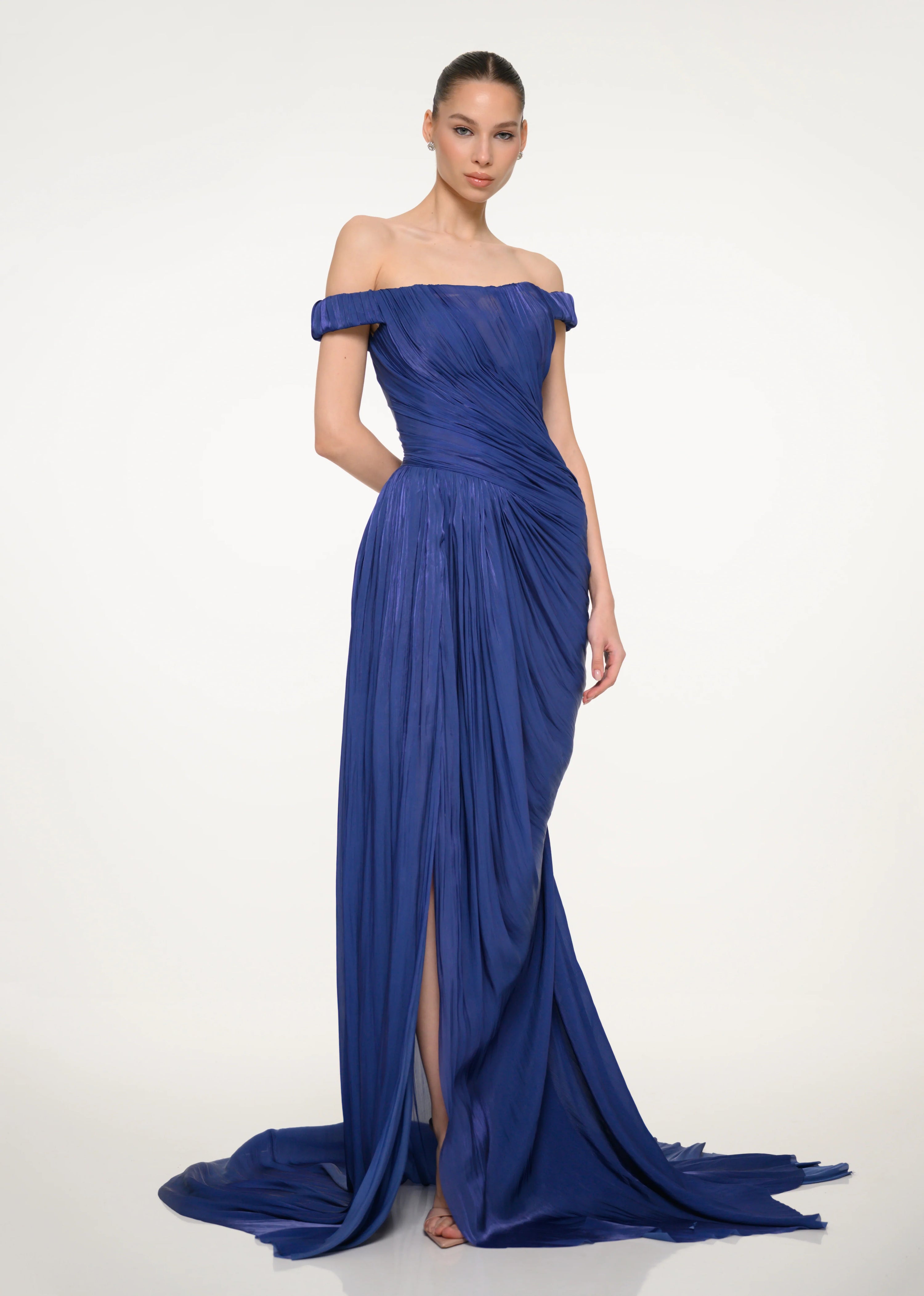 Royal Blue Off-Shoulder Dress Designers & Us Royal Blue Off-Shoulder Dress Designers & Us