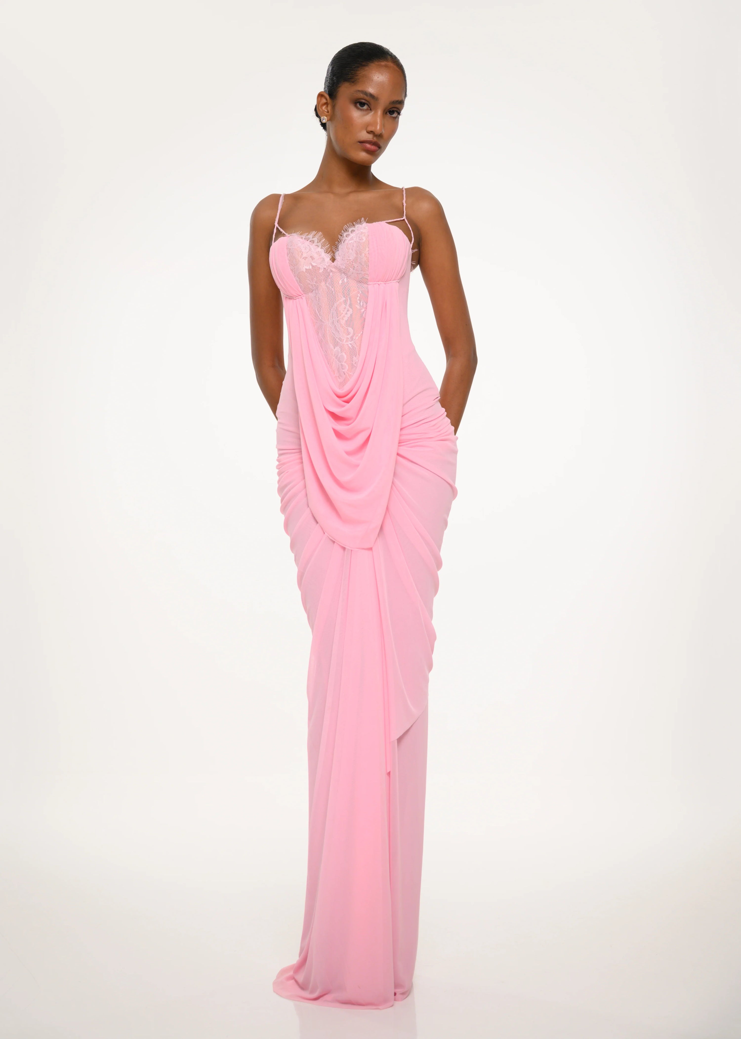 Blush Pink Lace Gown