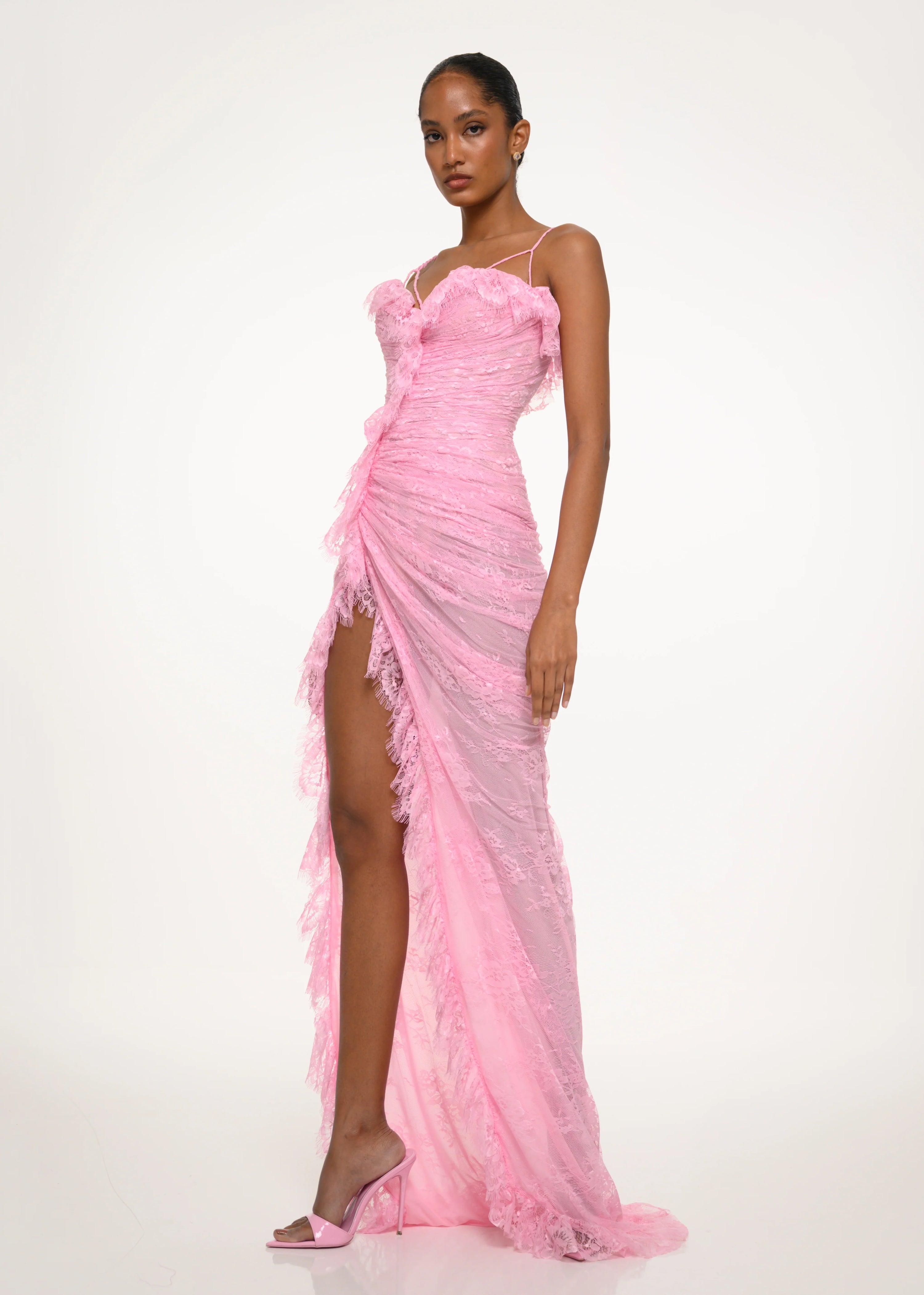 Rose Lace Slit Dress